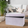 Voir la diapositive 2 : TOILINUX Banc de rangement pliable Kube en velours - Gris clair