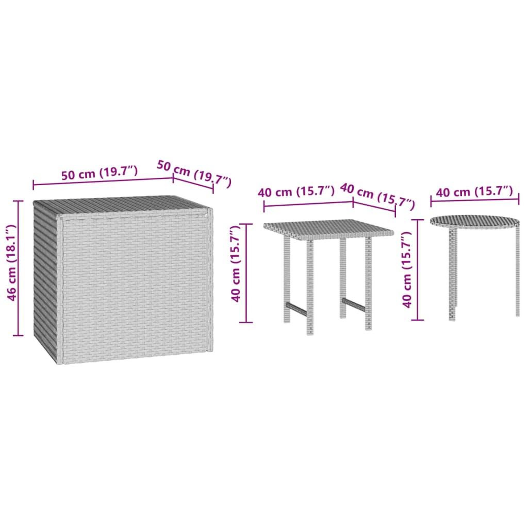 Voir la diapositive 6 : VIDAXL Tables d'appoint de jardin 3 pcs marron resine tressee