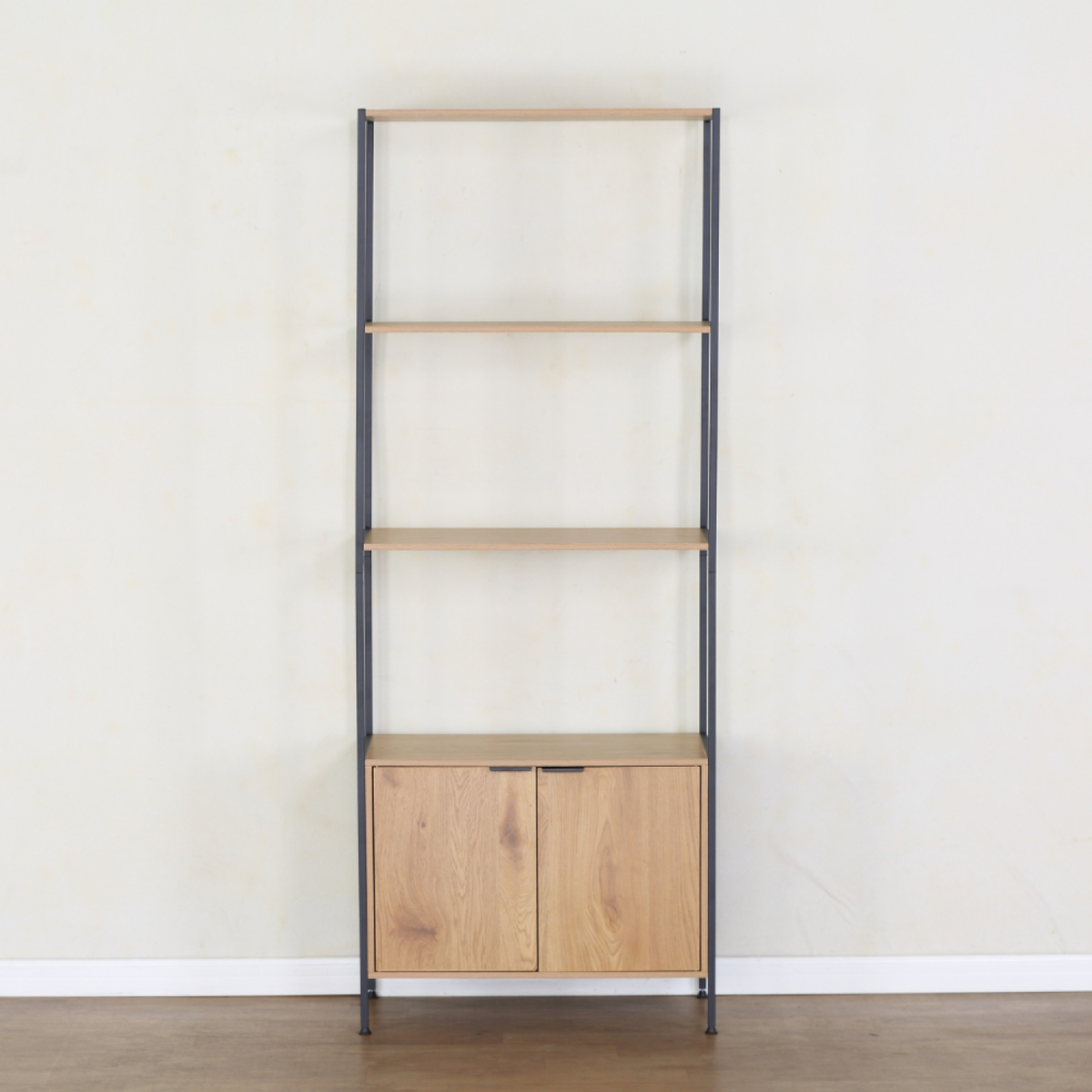 CONCEPT USINE Etagère 4 rangements et placard 176 cm chêne et noir TYDIE