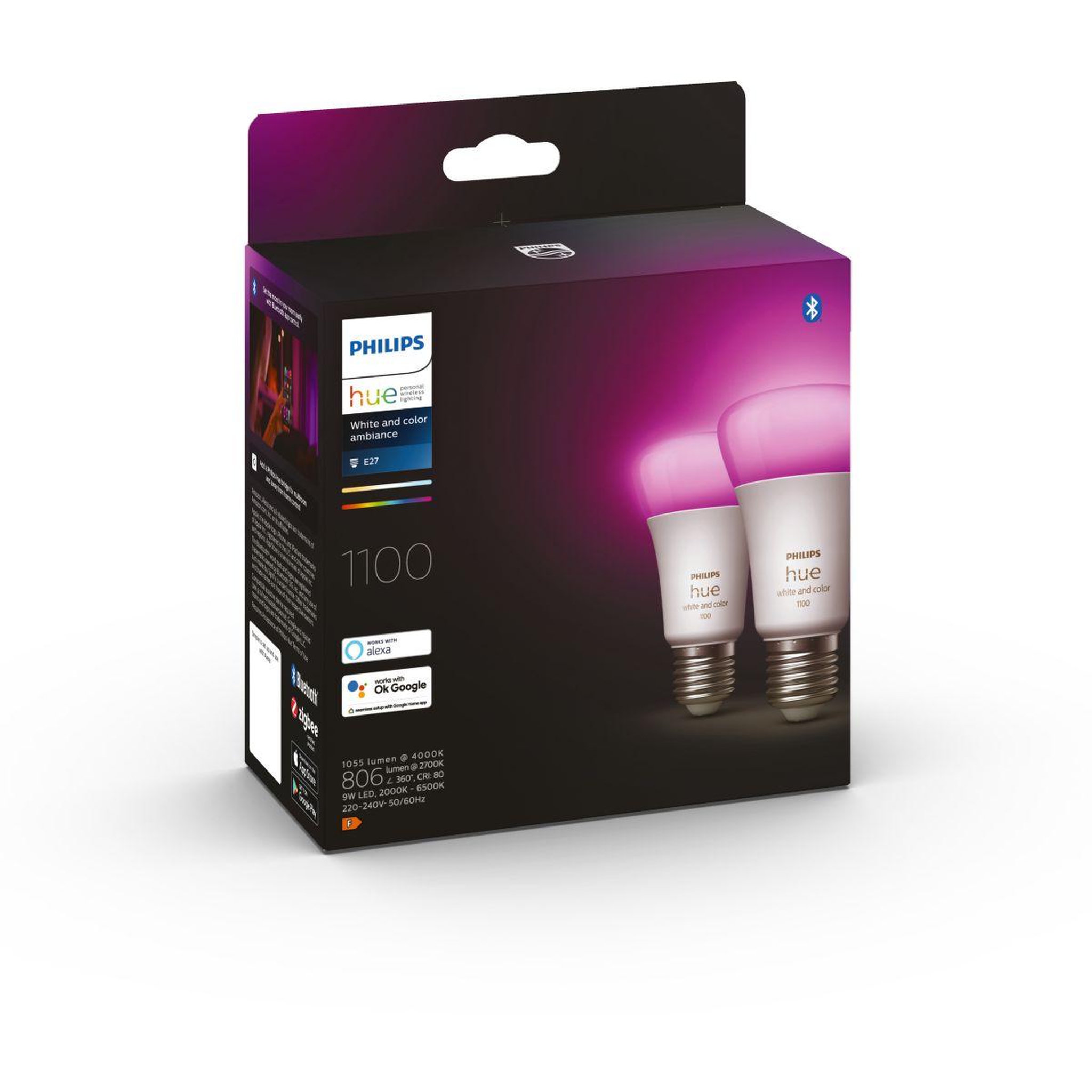 Voir la diapositive 5 : Philips Ampoule LED connectée W&C E27 75W x2