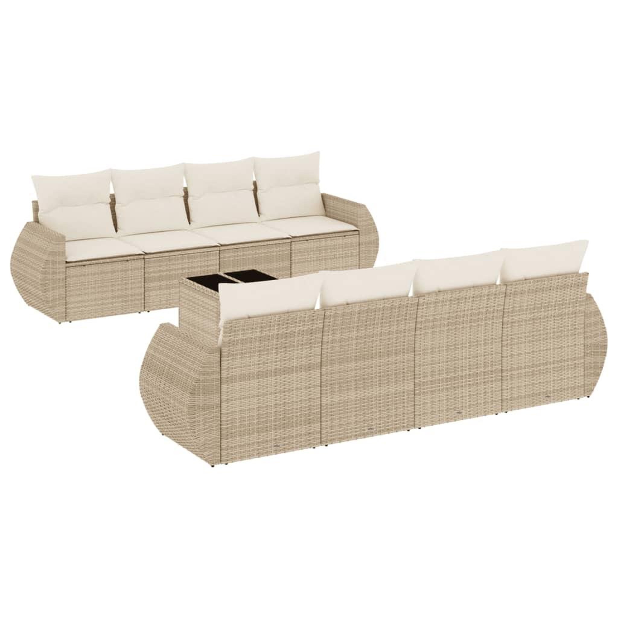 Voir la diapositive 2 : VIDAXL Salon de jardin avec coussins 9 pcs beige resine tressee