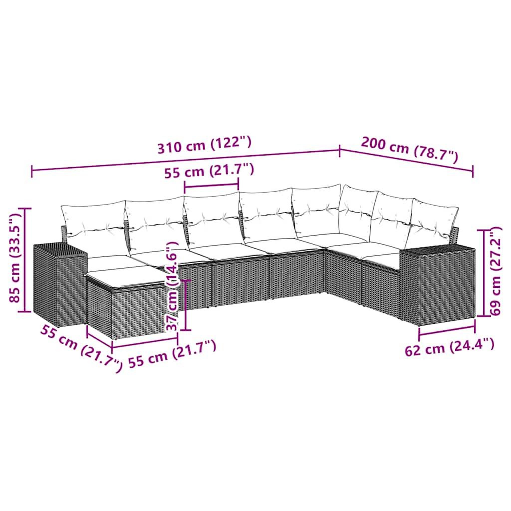 Voir la diapositive 6 : VIDAXL Salon de jardin 8 pcs avec coussins gris clair resine tressee