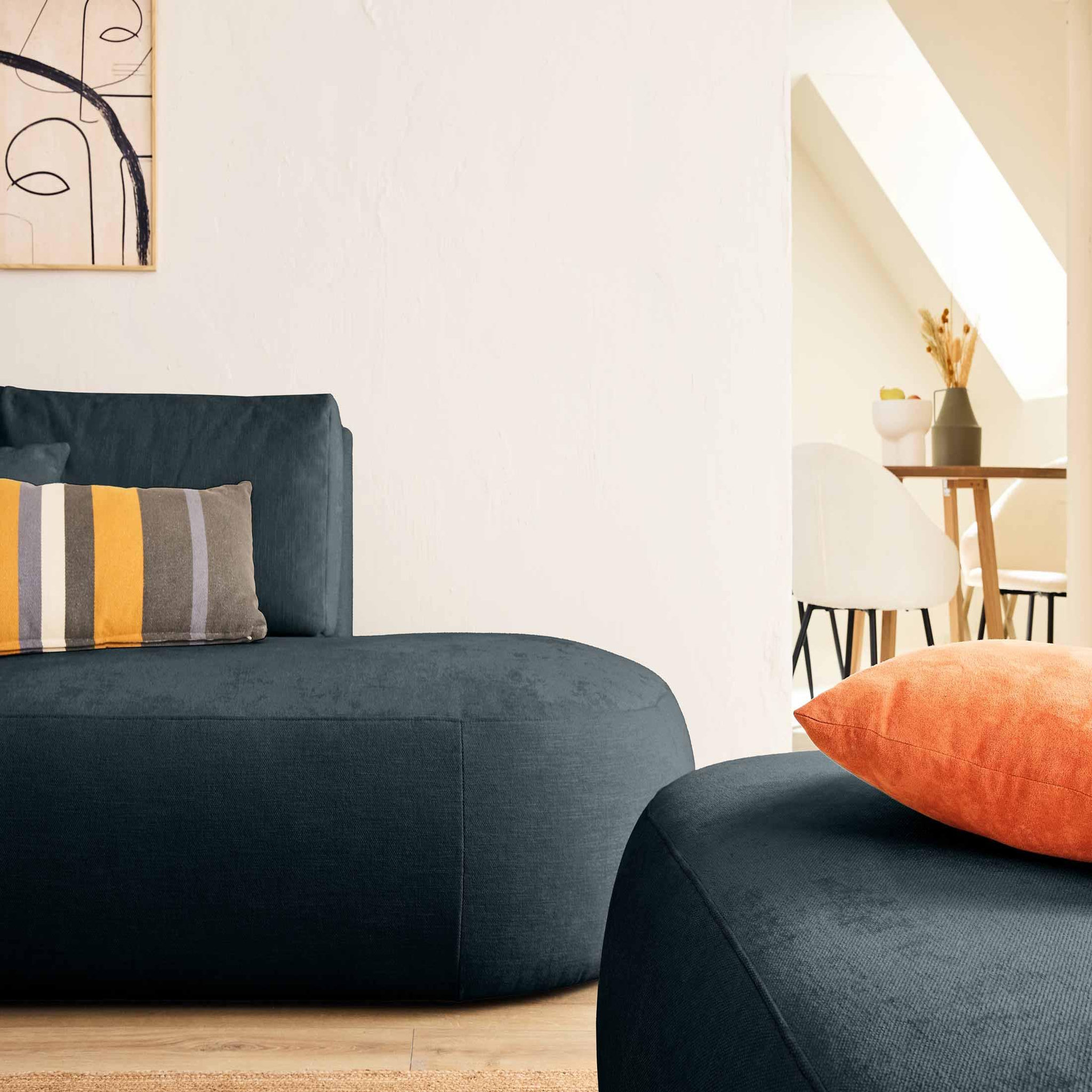 Voir la diapositive 2 : LISA DESIGN Santorini - canapé modulable d'angle gauche + pouf - 4 places - en tissu texturé