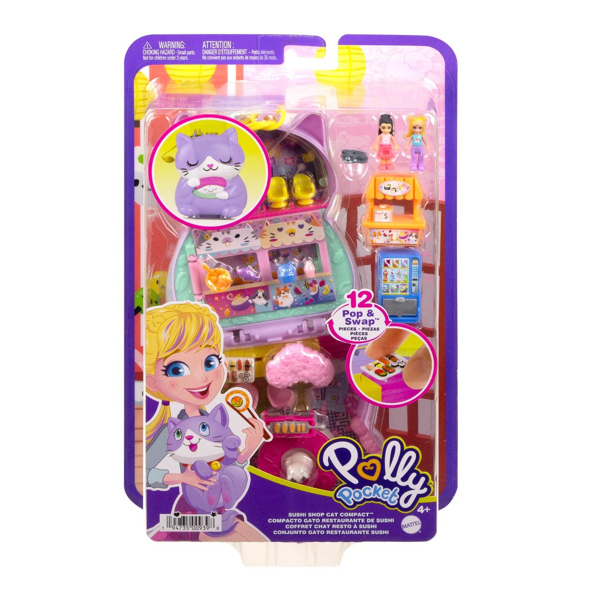 POLLY POCKET Mini poupée Polly Pocket - Coffret chat restaurant