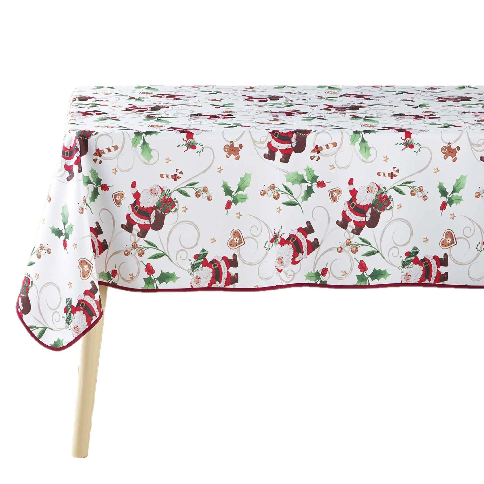 Eden Nappe rectangle père noel enchanté. Coloris disponibles : Blanc, Rouge