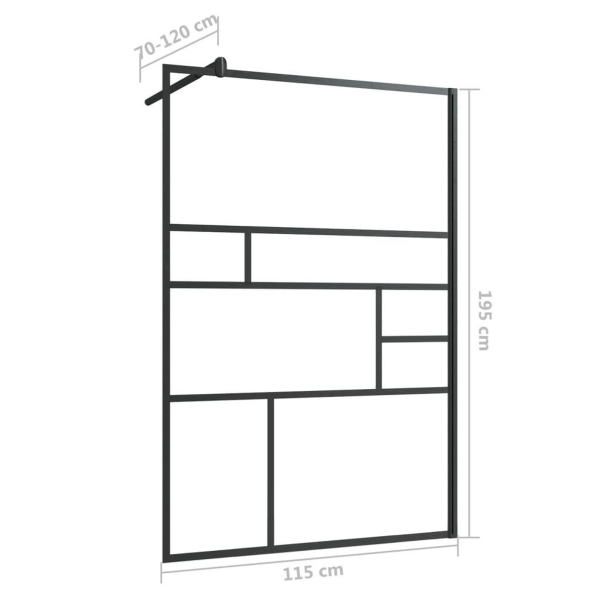 VIDAXL Paroi de douche a verre ESG transparent 115x195 cm Noir