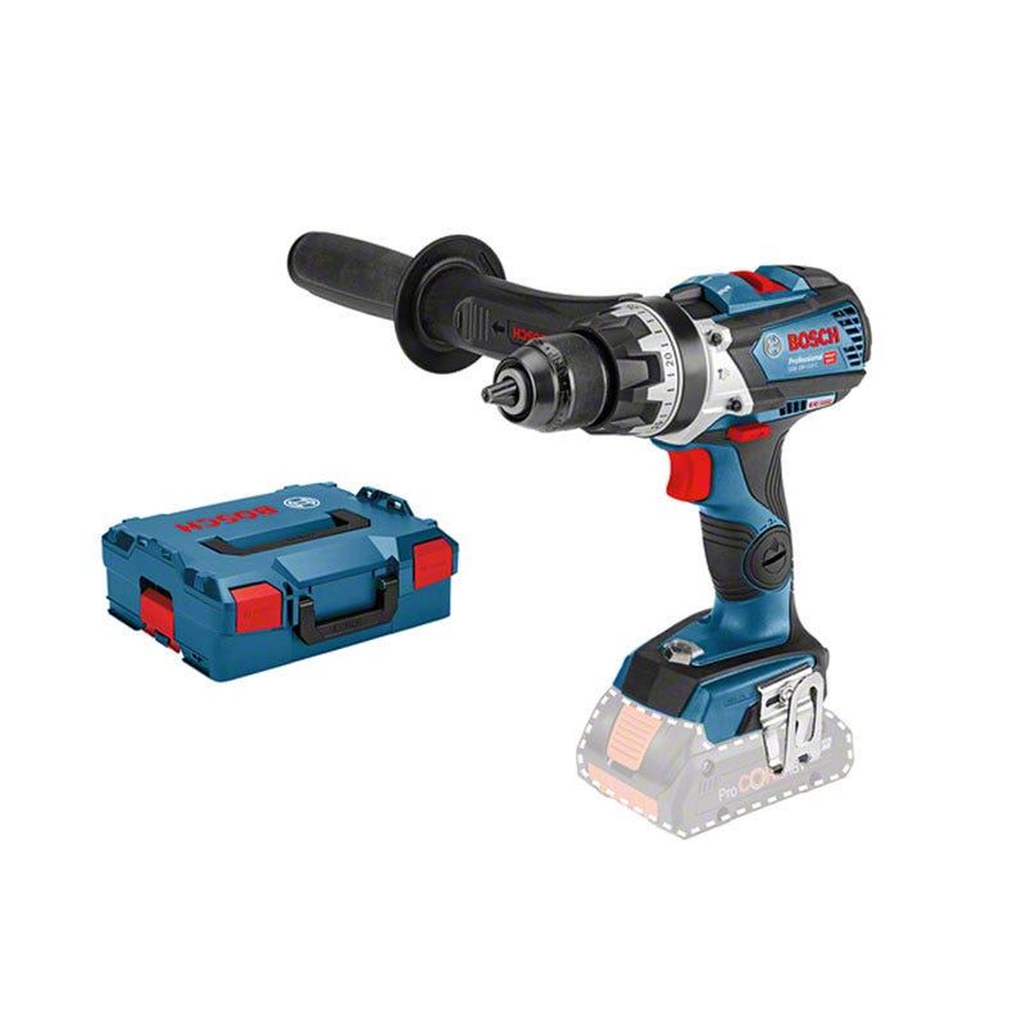 Bosch Professional Perceuse visseuse à percussion gsb 18v-110 c + 1 poignée supplémentaire + l-boxx