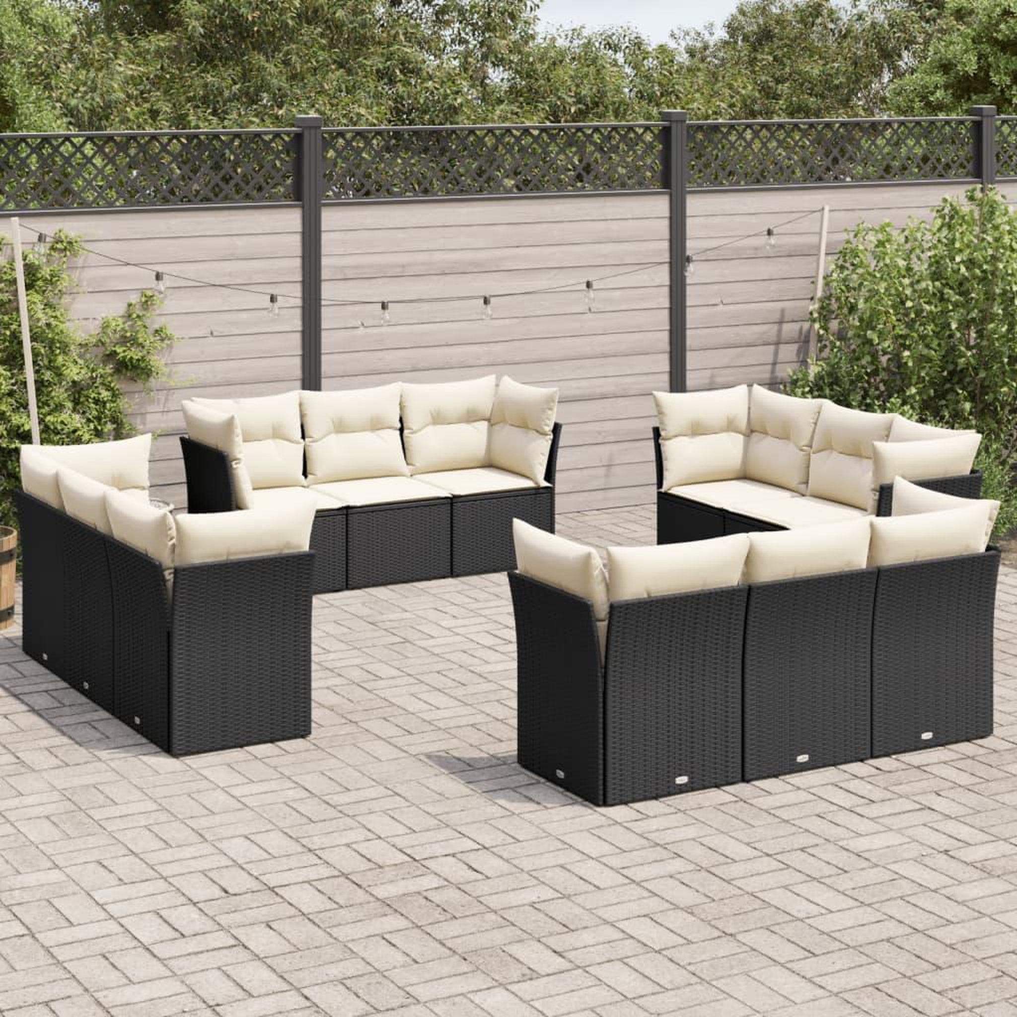 VIDAXL Salon de jardin 12 pcs avec coussins noir resine tressee