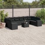 VIDAXL Salon de jardin 11 pcs avec coussins noir resine tressee