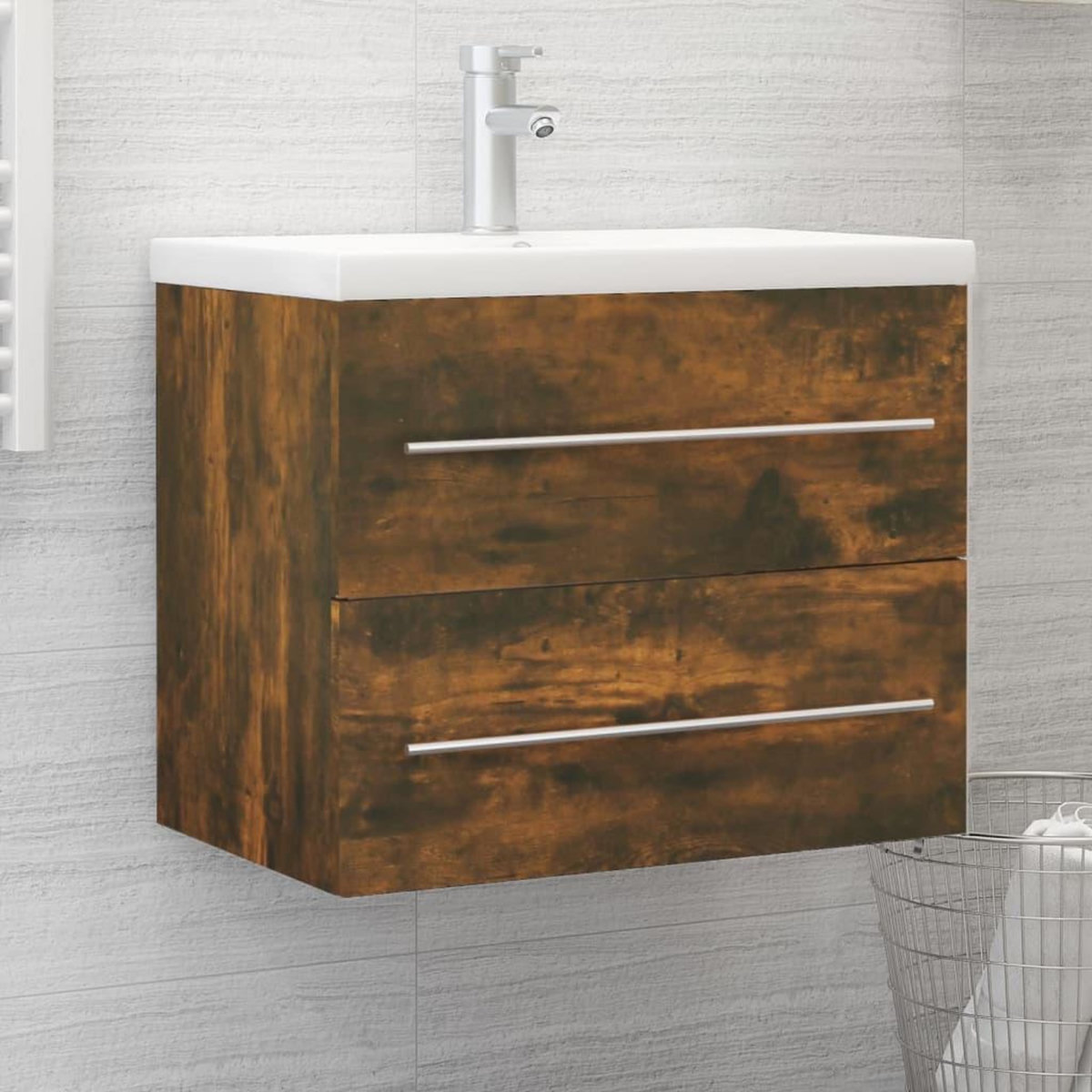 VIDAXL Armoire de lavabo Chene fume 60x38,5x48 cm Bois d'ingenierie