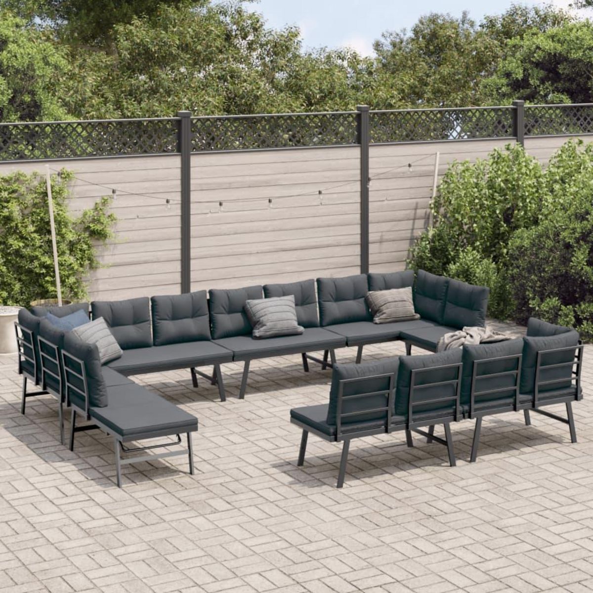 VIDAXL Bancs de jardin avec coussins lot de 8 acier enduit de poudre