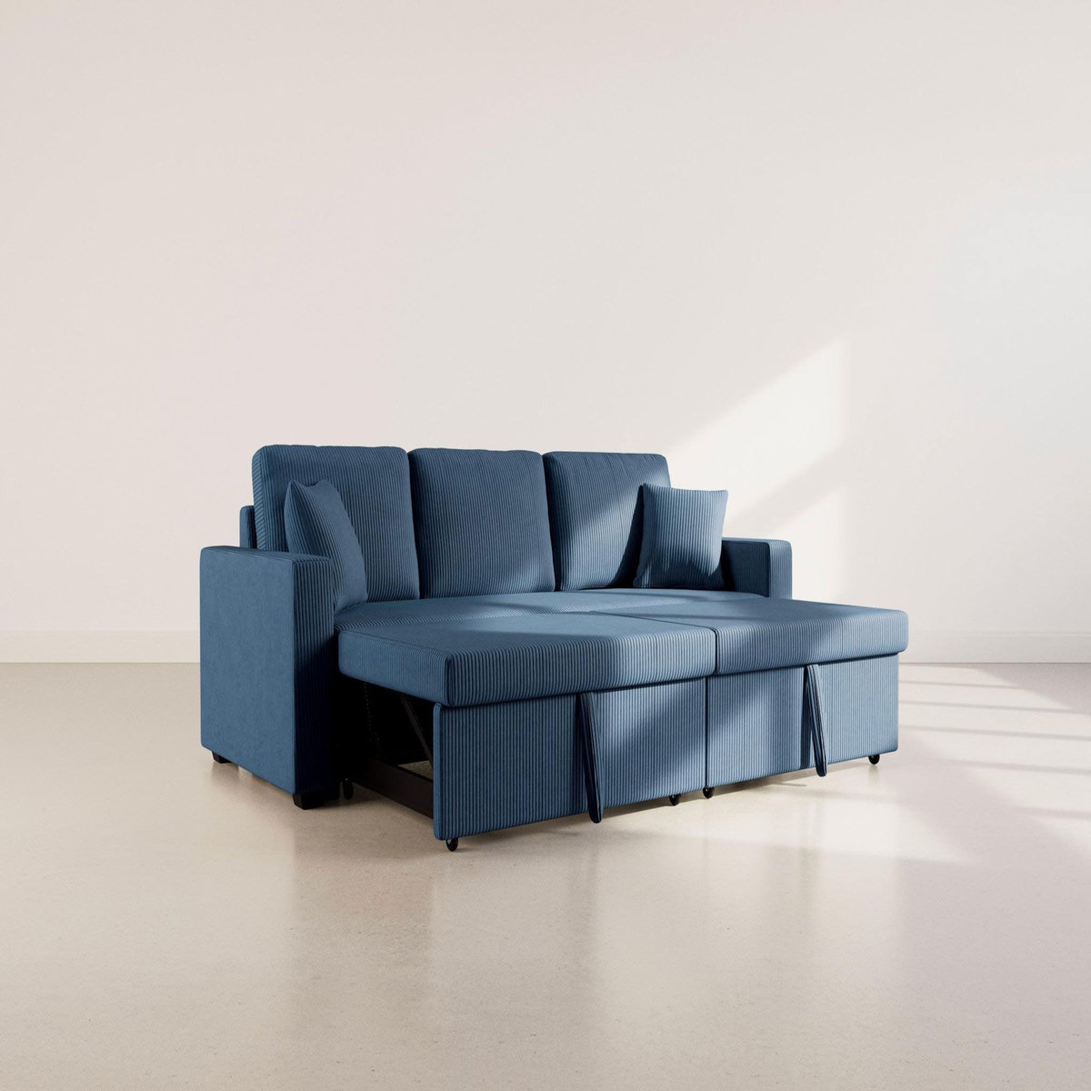 BEST MOBILIER Cyrus - canapé droit 3 places convertible en velours côtelé