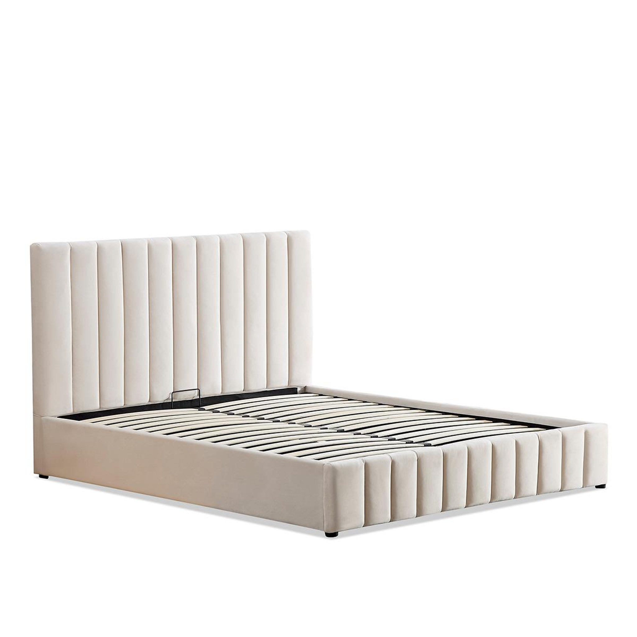 Voir la diapositive 6 : BELLECOUR Bellecour literie | lit coffre velours beige trocadero 2 places