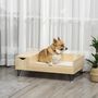 Voir la diapositive 2 : PAWHUT Canapé chien chat style cosy naturel - coussin aspect fourrure blanc et coffre inclus - dim. 89L x 56l x 31H cm - pieds acier en épingles lit MDF aspect bois clair naturel