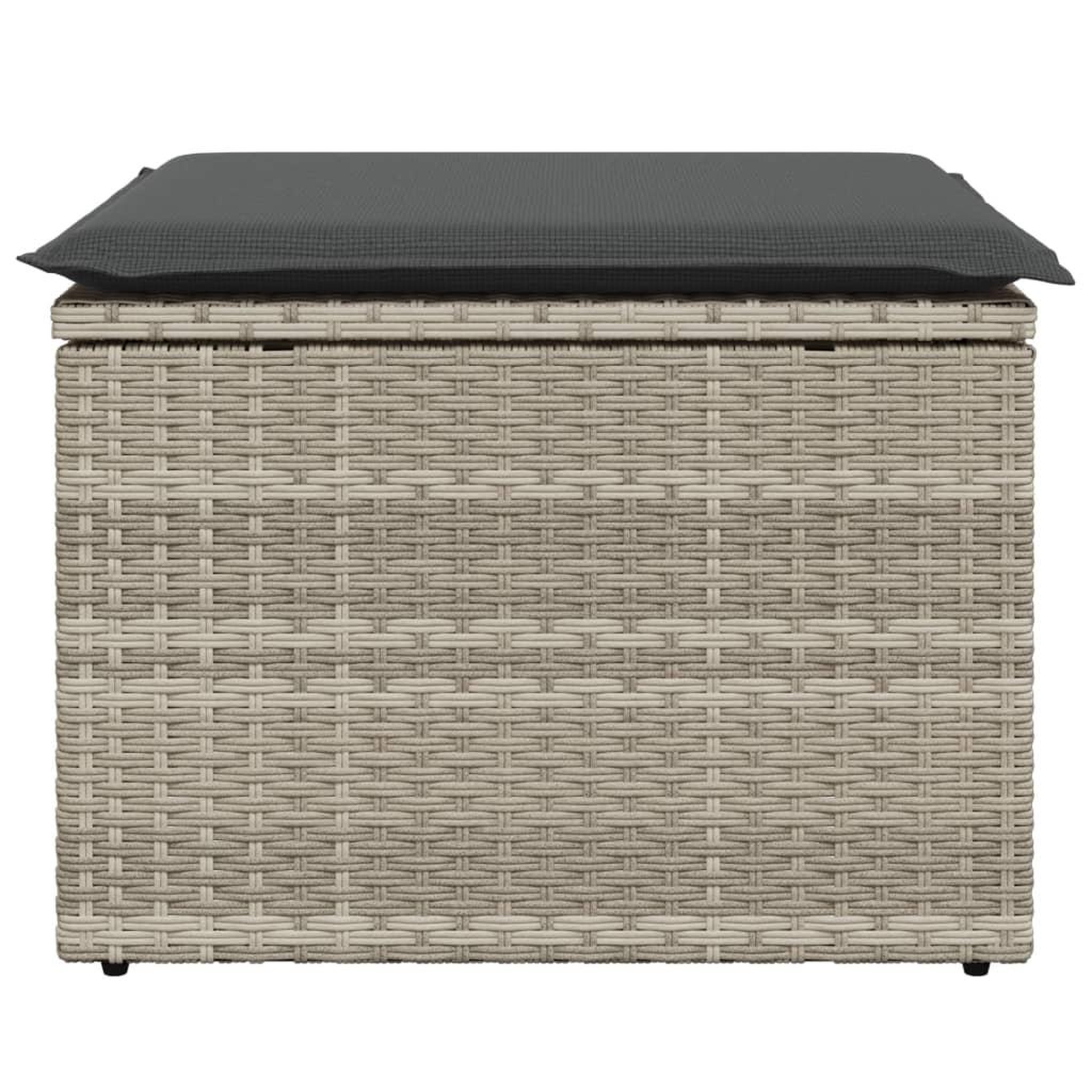 Voir la diapositive 5 : VIDAXL Tabouret de jardin coussin gris clair 55x55x37cm resine tressee