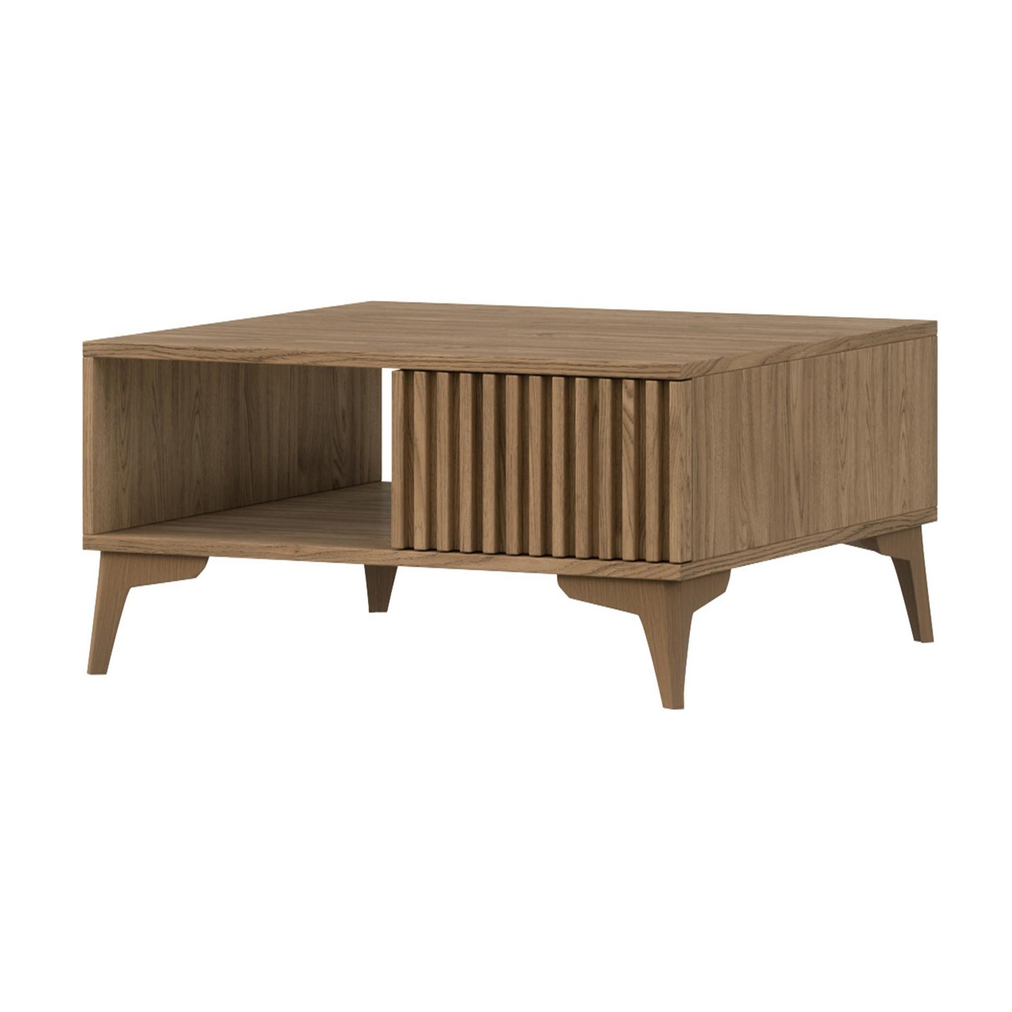 BEST MOBILIER Portmore - table basse - effet bois - 1 tiroir et 1 niche - 80 cm. Coloris disponibles : Marron