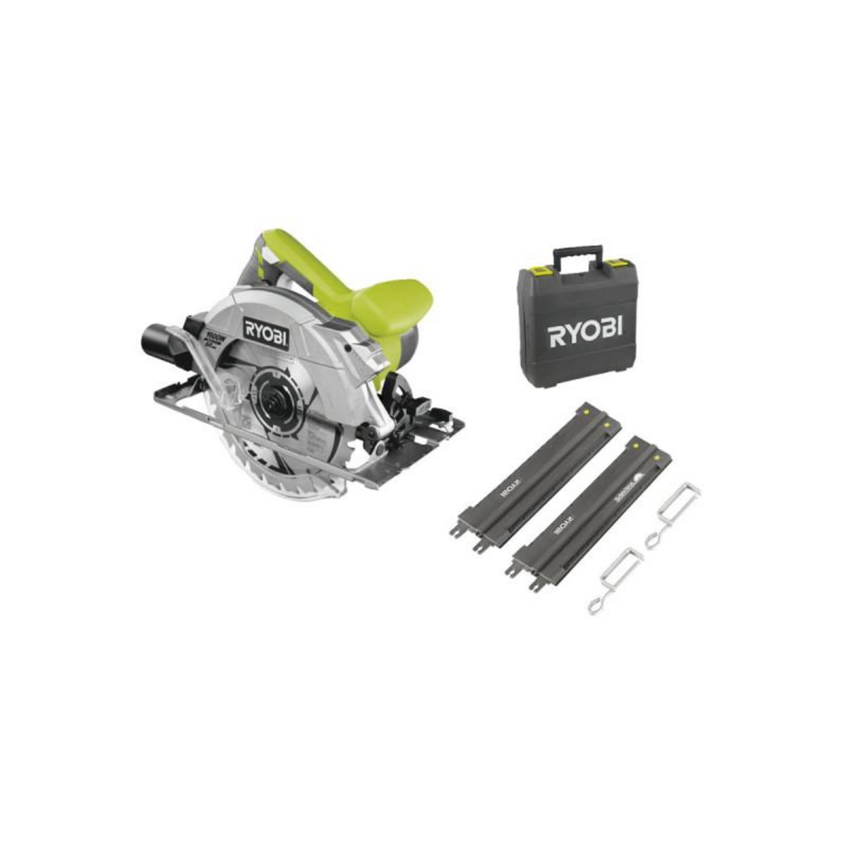 Ryobi Scie circulaire RYOBI 1600W 66mm - 2 guides de coupe 84 cm - RCS1600-KSR