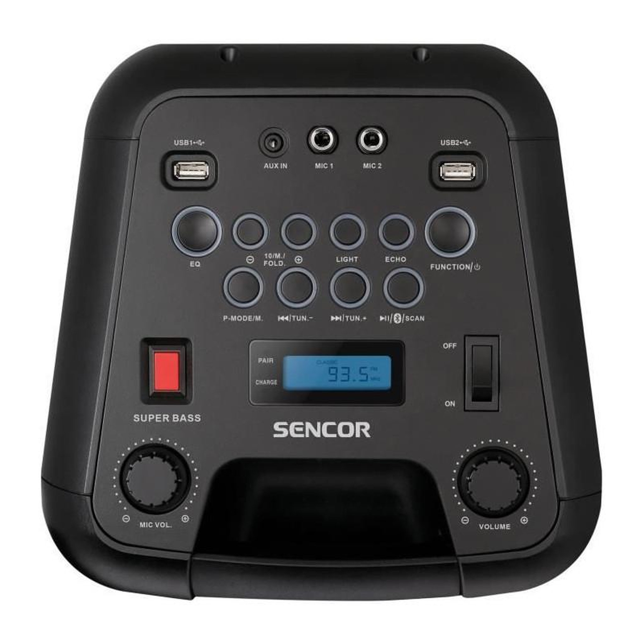 Voir la diapositive 4 : SENCO Enceinte audio sans fil - SENCOR - SSS 3800 - 60 W - 30 radios FM - Bluetooth - Lumieres LED clignotantes - Noir