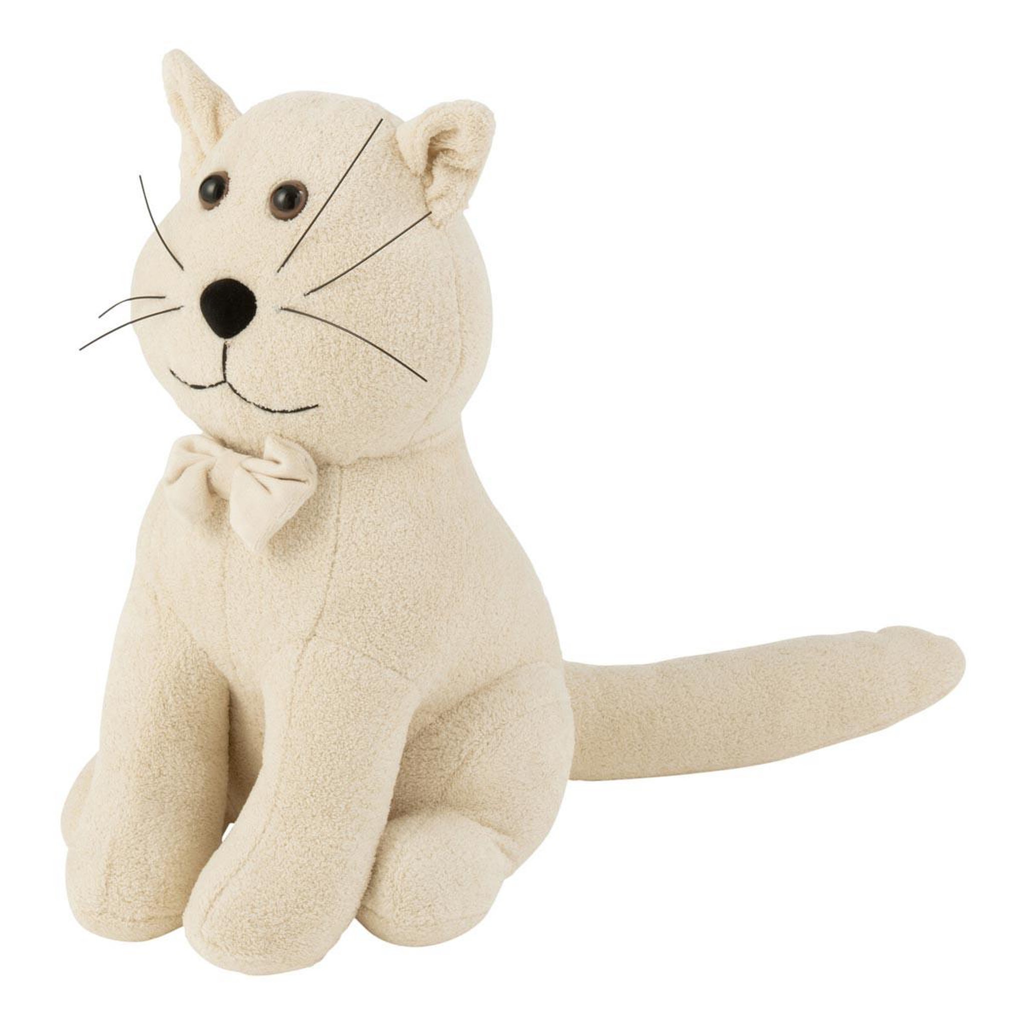 J-LINE Cale-porte chat  nœud papillon  36cm écru