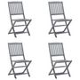 Voir la diapositive 3 : VIDAXL Chaises pliables d'exterieur lot de 4 et coussins Bois d'acacia