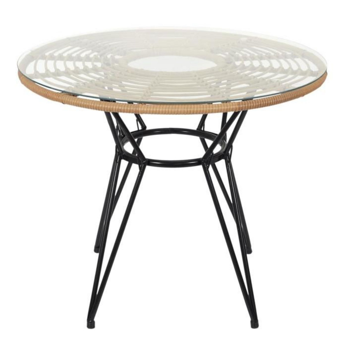 Paris Prix Table de Jardin Ronde  Surabaya  90cm Noir