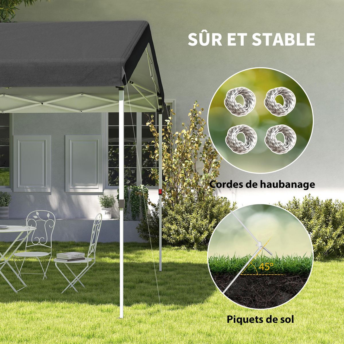 OUTSUNNY Tonnelle barnum pliable pop up 3 x 6 m - hauteur réglable - sac transport toile haute densité UPF50+ gris foncé