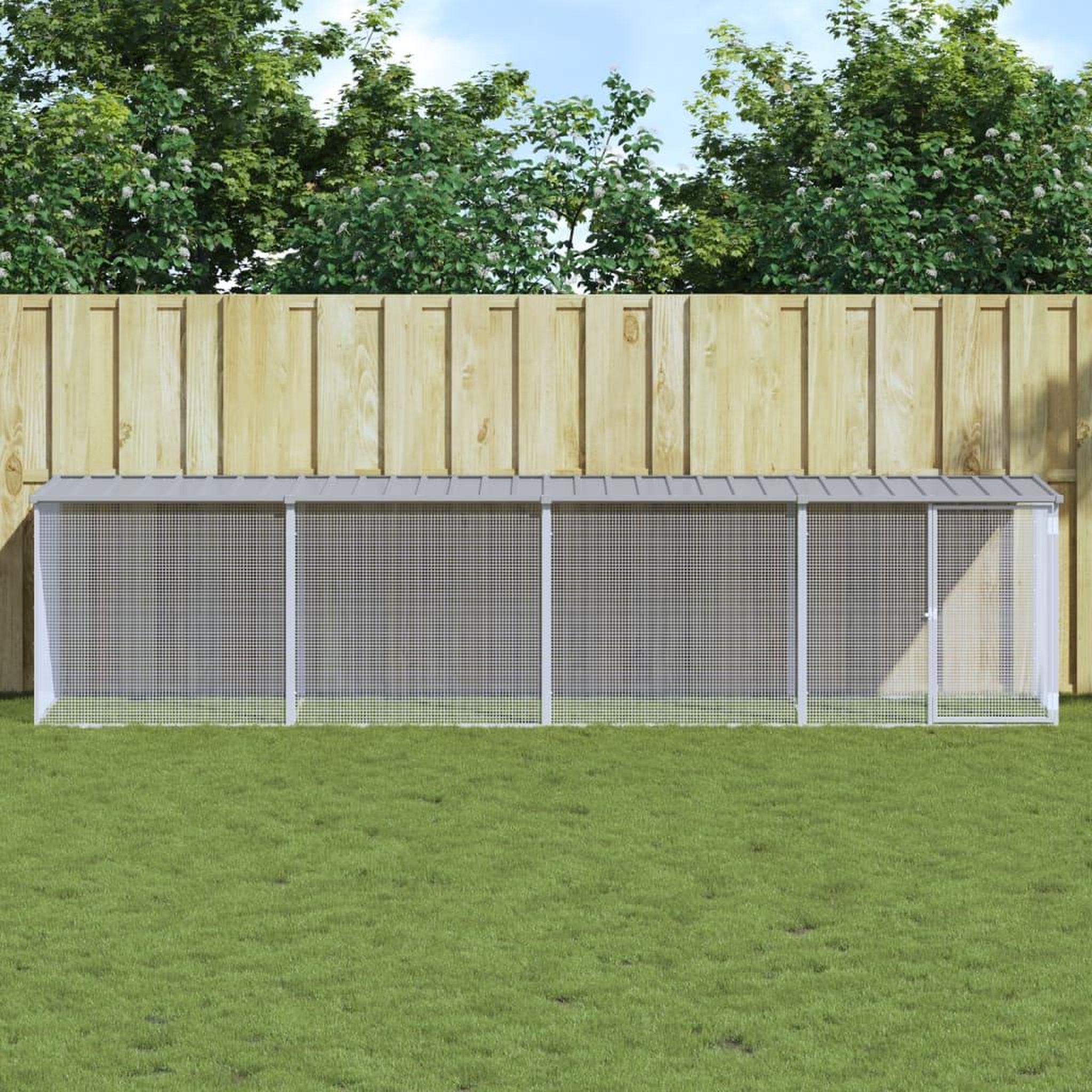 VIDAXL Poulailler avec toit gris clair 403x98x90 cm acier galvanise