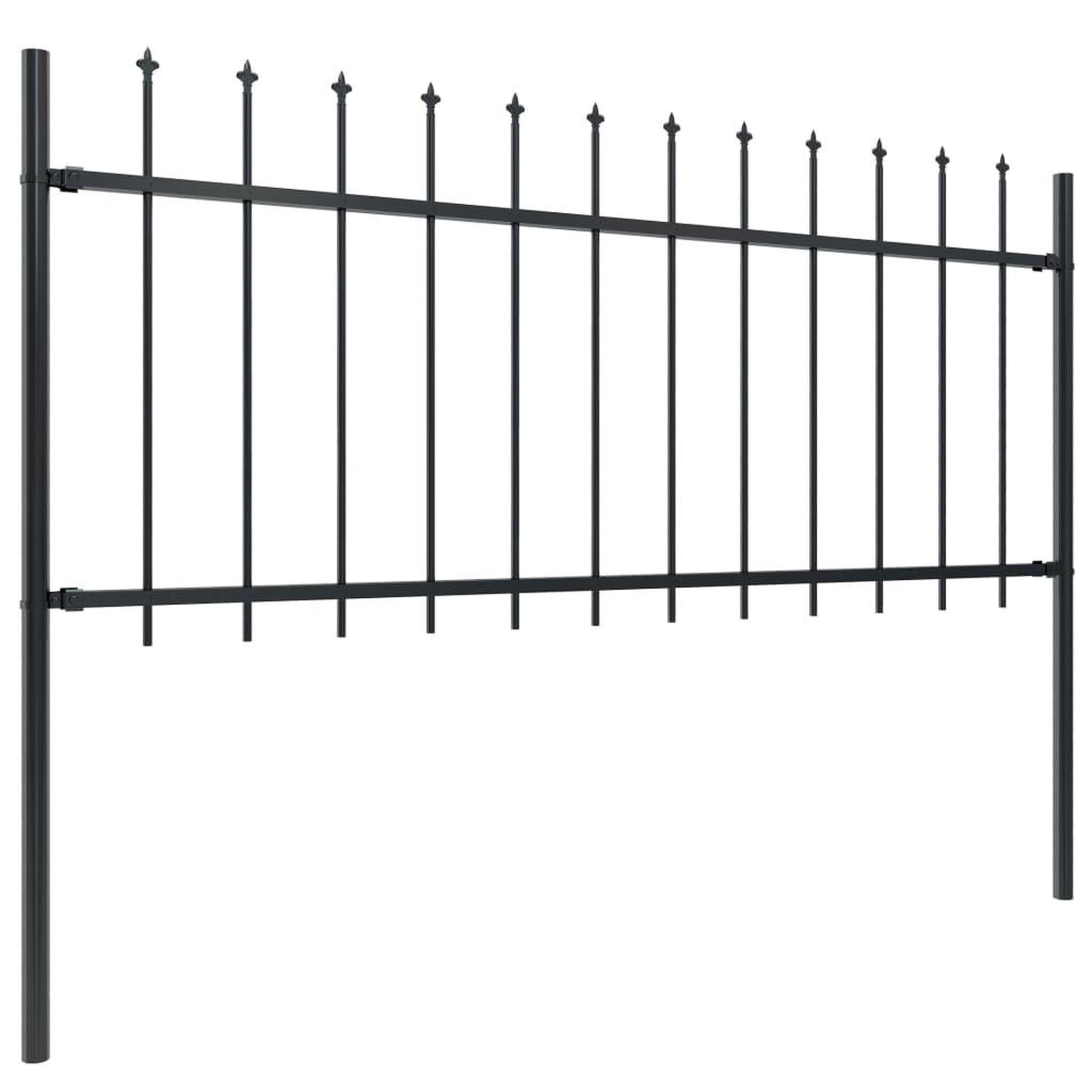 Voir la diapositive 2 : VIDAXL Cloture de jardin avec dessus en lance Acier 5,1 x 0,8 m Noir