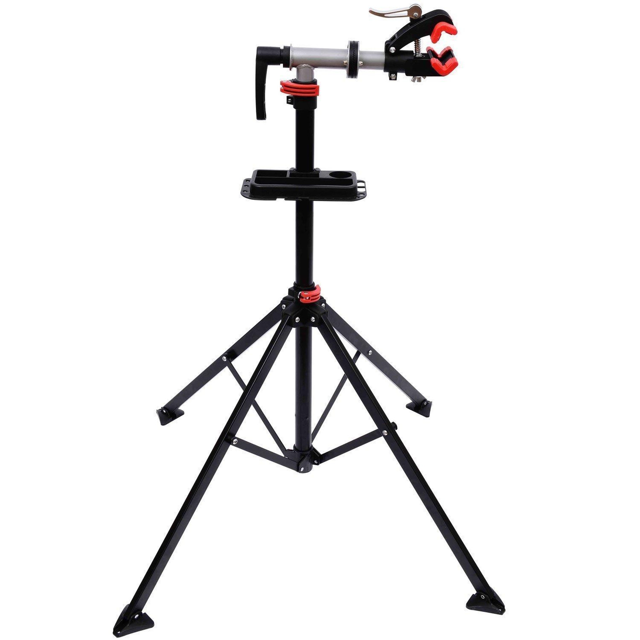 HOMCOM Pied d'atelier vélo réparation support pied de montage pivotant 360° hauteur réglable argent