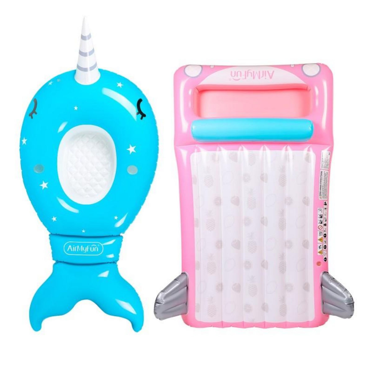 AIRMYFUN Pack 2 Matelas Gonflables d'Eau Géants, Ultra Confort, Piscine & Plage - Pack Twin Imaginaire