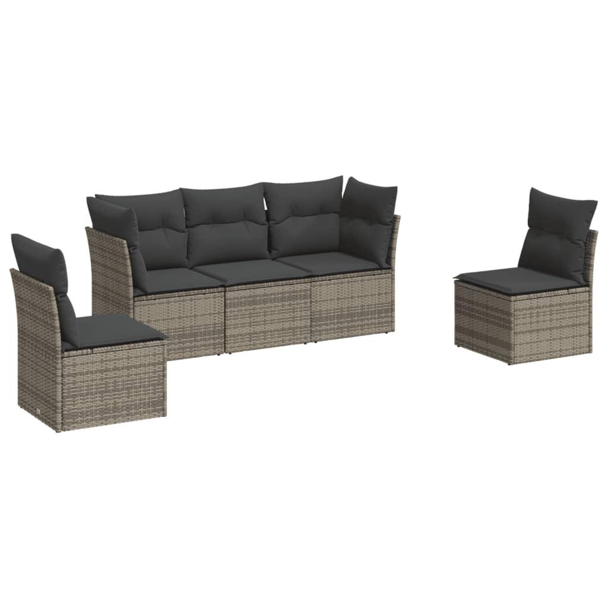 Voir la diapositive 2 : VIDAXL Salon de jardin 5 pcs avec coussins gris resine tressee