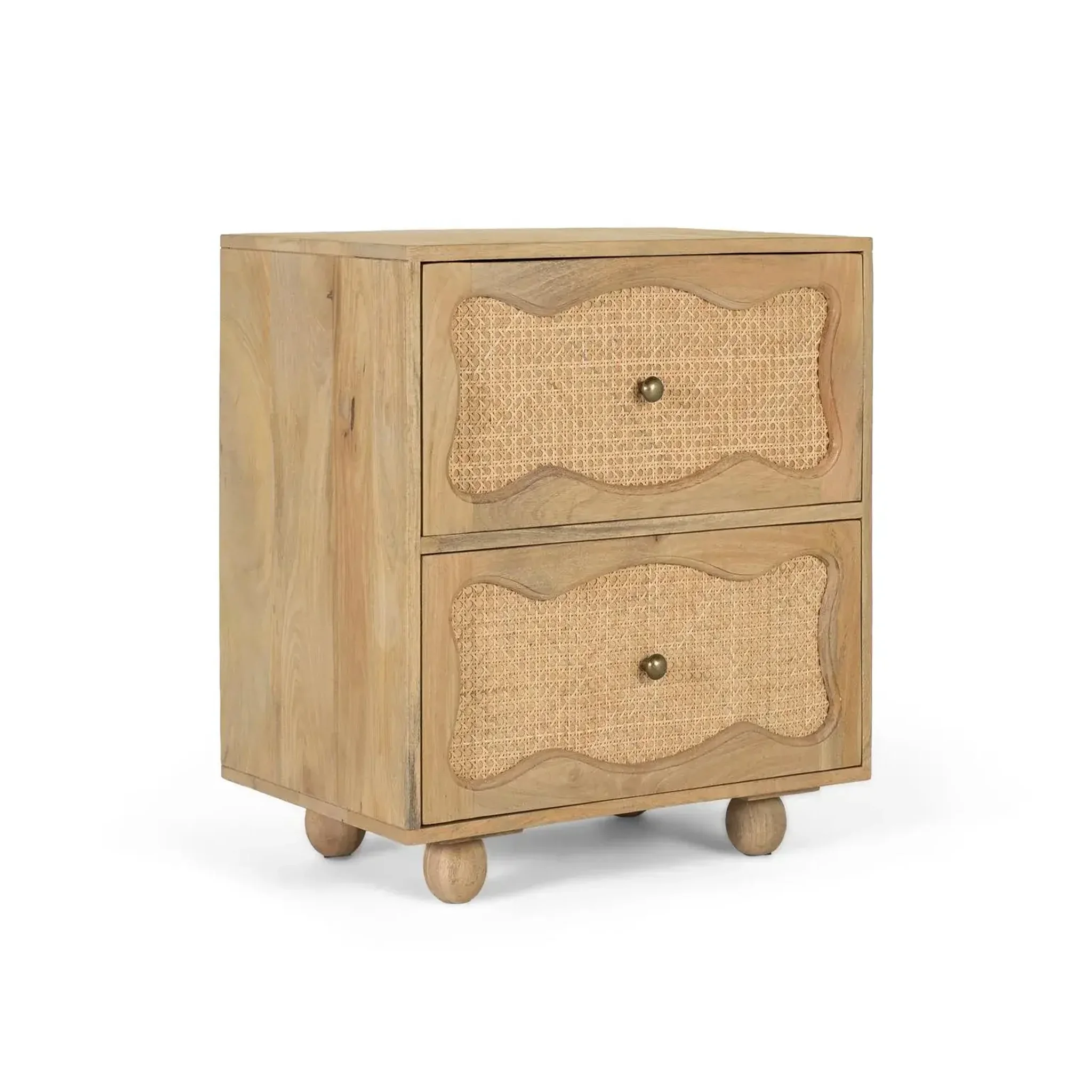 Voir la diapositive 2 : GINER Y COLOMER SL Table de chevet en bois de manguier 60 cm style boho méditerranéen