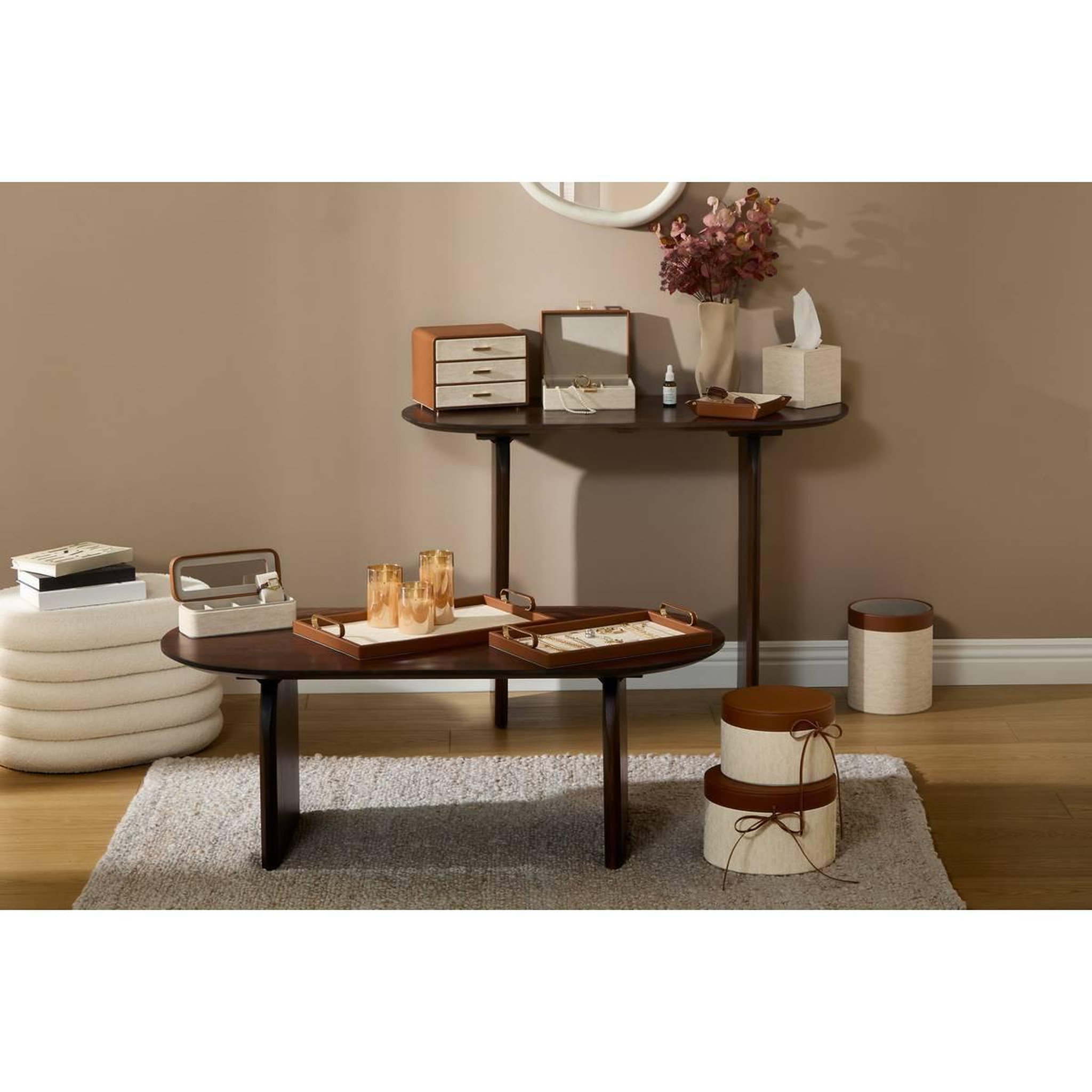 Voir la diapositive 5 : ATMOSPHERA Lot de 2 plateaux déco  whisky  48cm crème