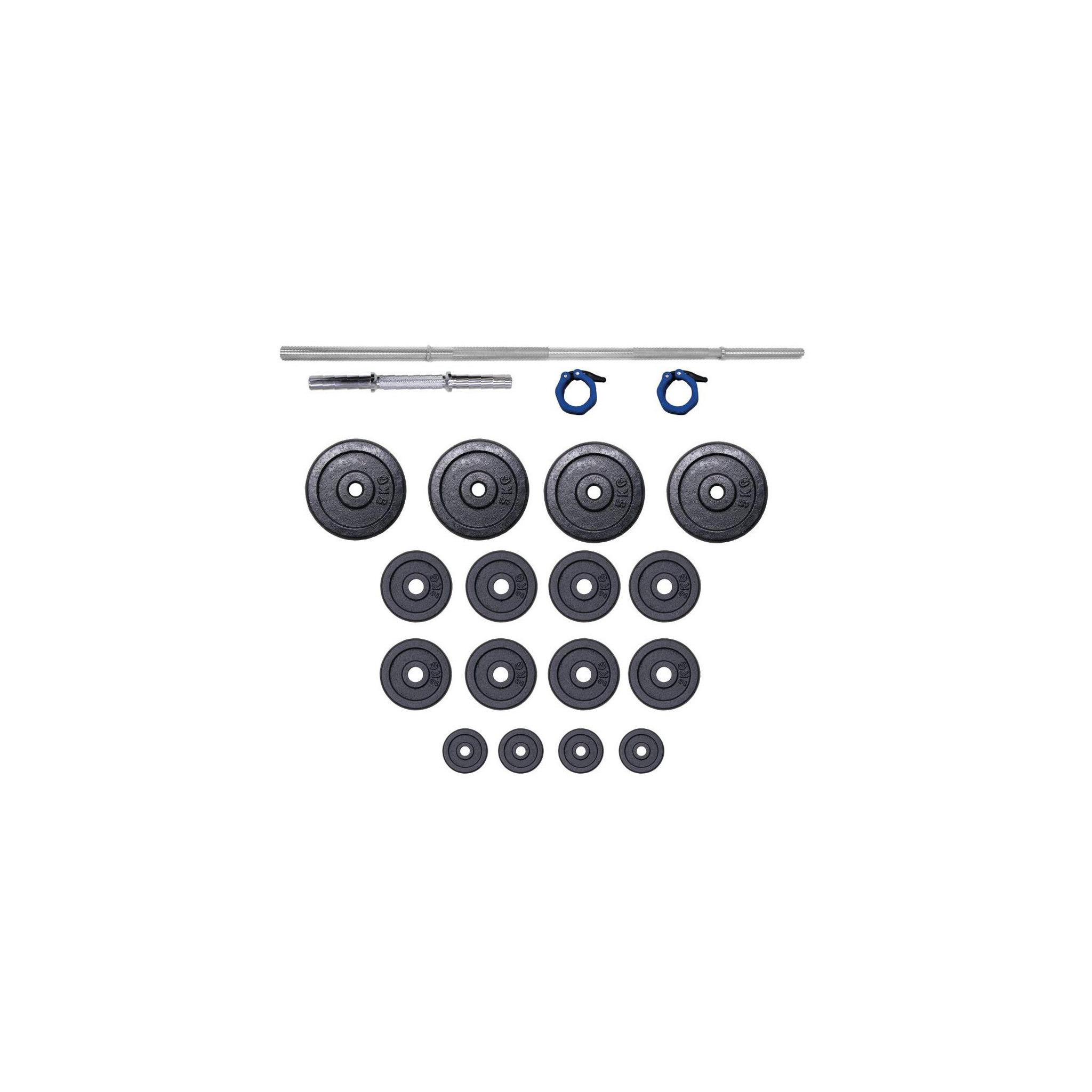 O'Fitness Set barres + haltères 50 kg - fitlife - en acier - tout inclus ( barres, disques, stoppers )