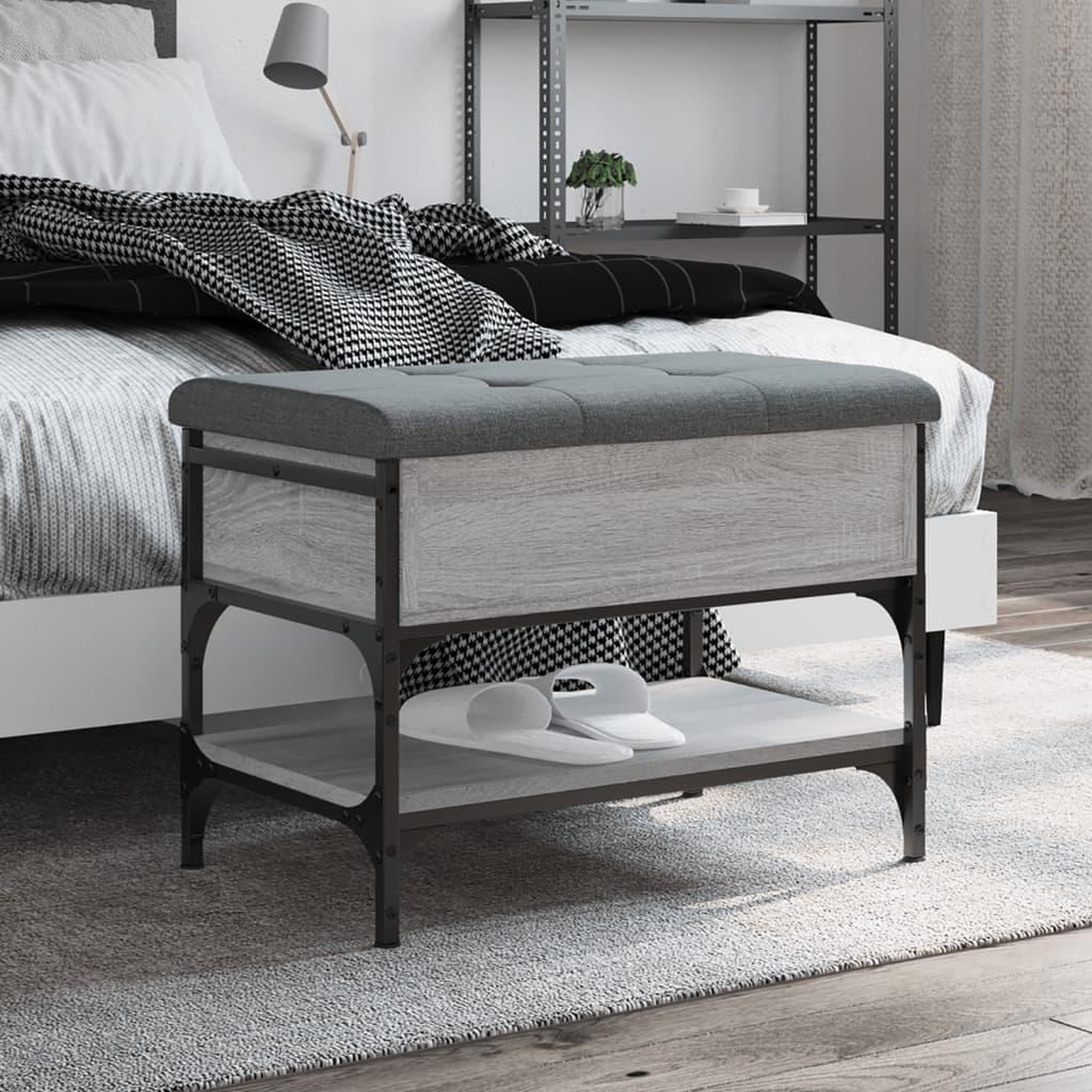 Voir la diapositive 1 : VIDAXL Banc a chaussures sonoma gris 62x42x45 cm bois d'ingenierie