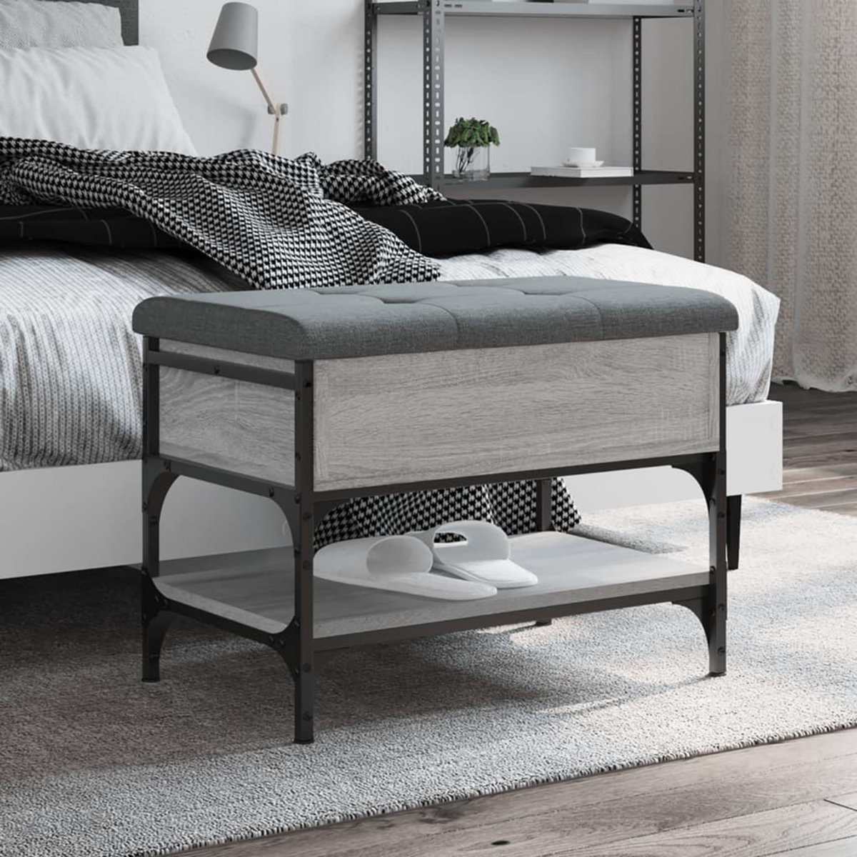 VIDAXL Banc a chaussures sonoma gris 62x42x45 cm bois d'ingenierie