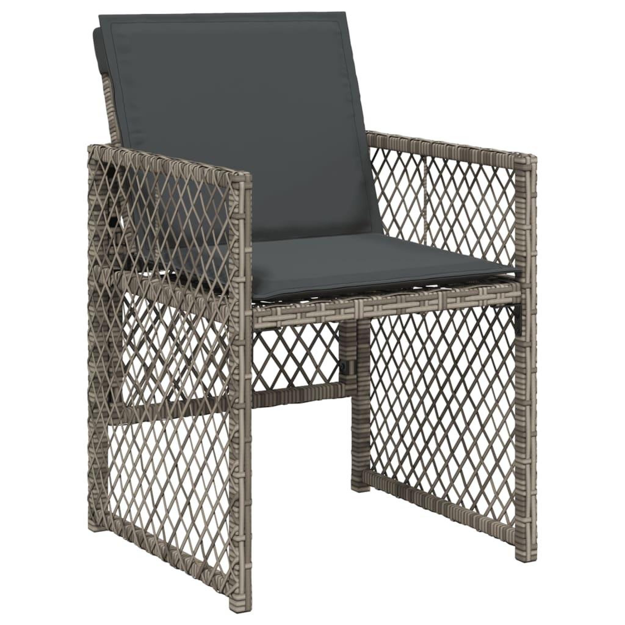 Voir la diapositive 4 : VIDAXL Ensemble a manger de jardin 11pcs avec coussins gris poly rotin