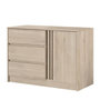 Voir la diapositive 6 : PARISOT Commode ESCALE - 3 tiroirs - 1 porte - Décor chene - L 109,8 x H 76,8 x P 50 cm