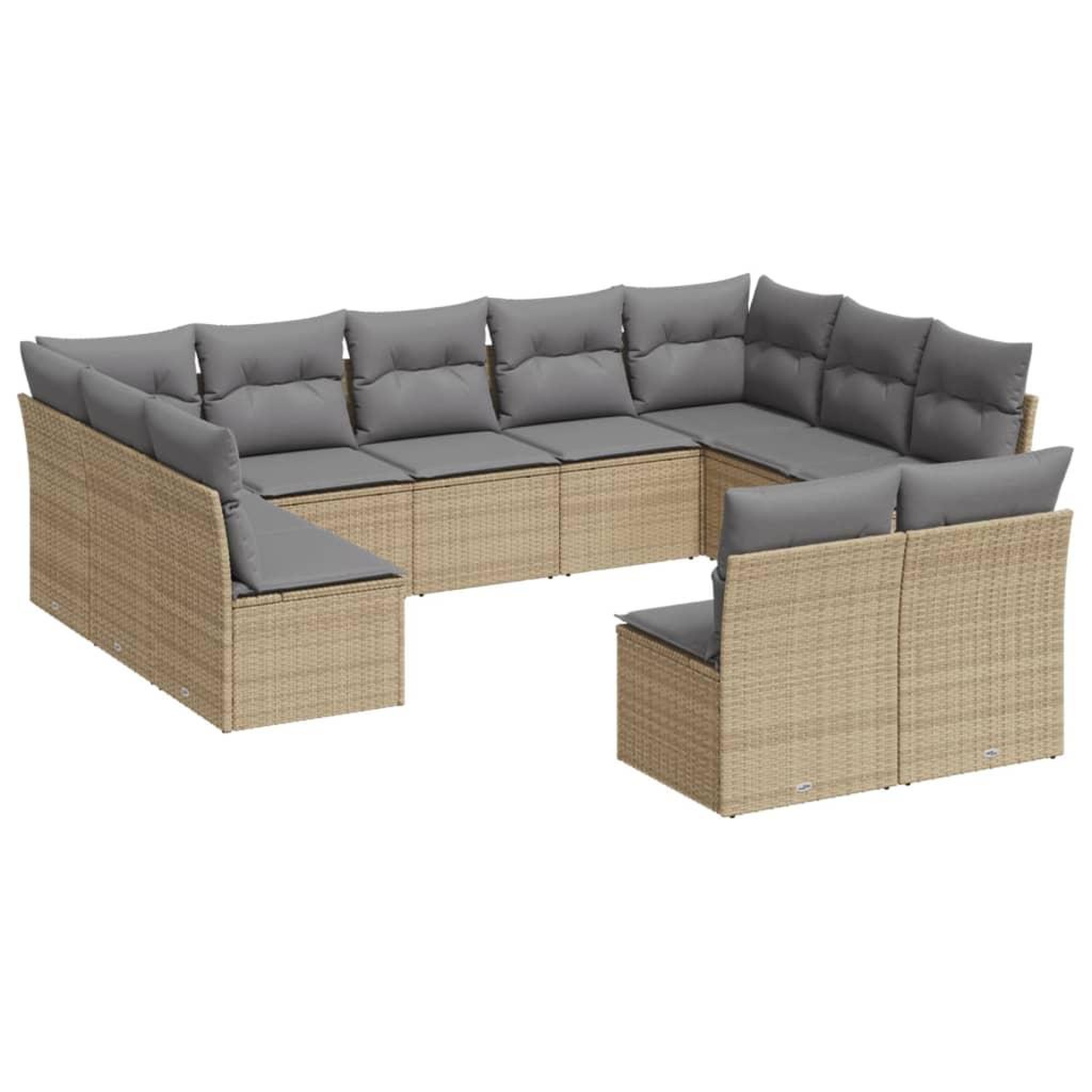 Voir la diapositive 2 : VIDAXL Salon de jardin 11 pcs avec coussins beige resine tressee