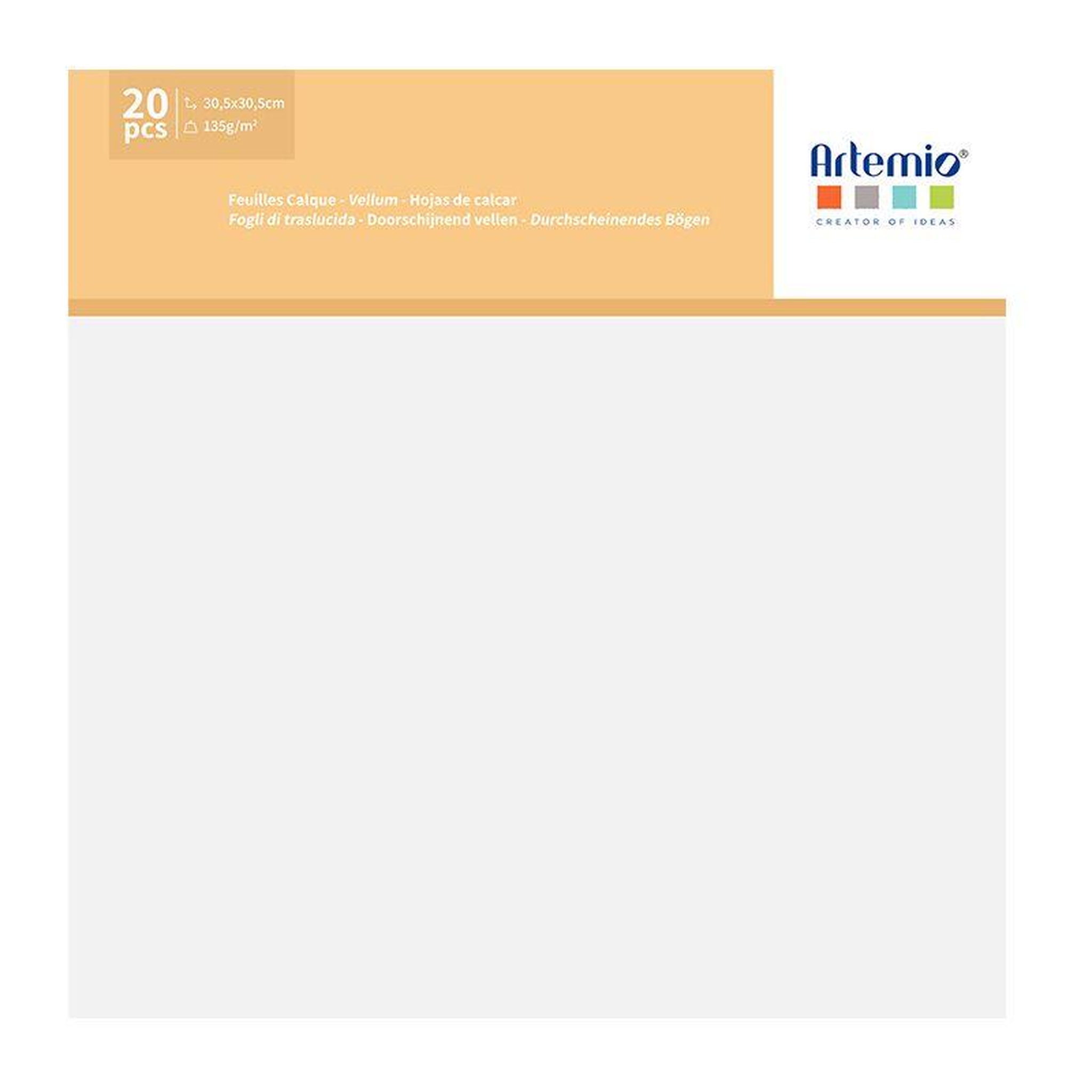 Artemio 20 feuilles de papier calque 135 g/ m² - 30,5 x 30,5 cm