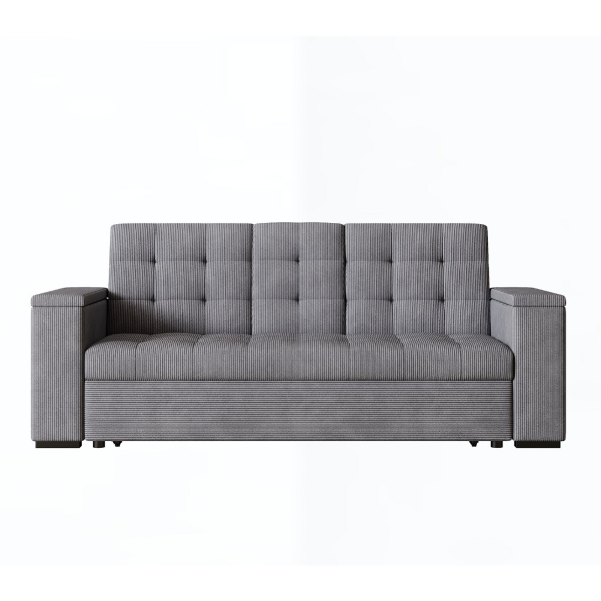 CONCEPT USINE Canapé 3 places convertible gris velours côtelé NOHO