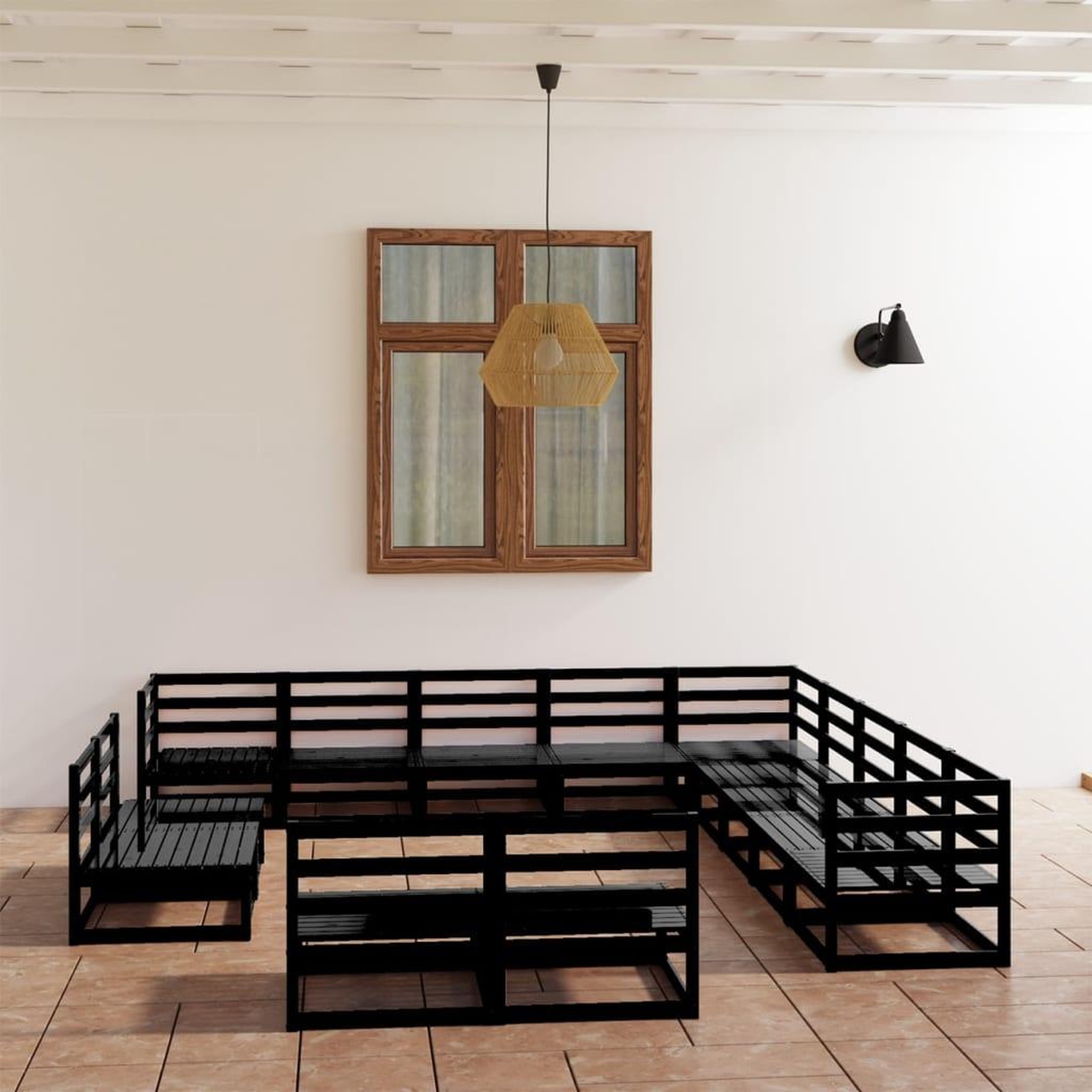 Voir la diapositive 1 : VIDAXL Salon de jardin 13 pcs noir bois de pin massif