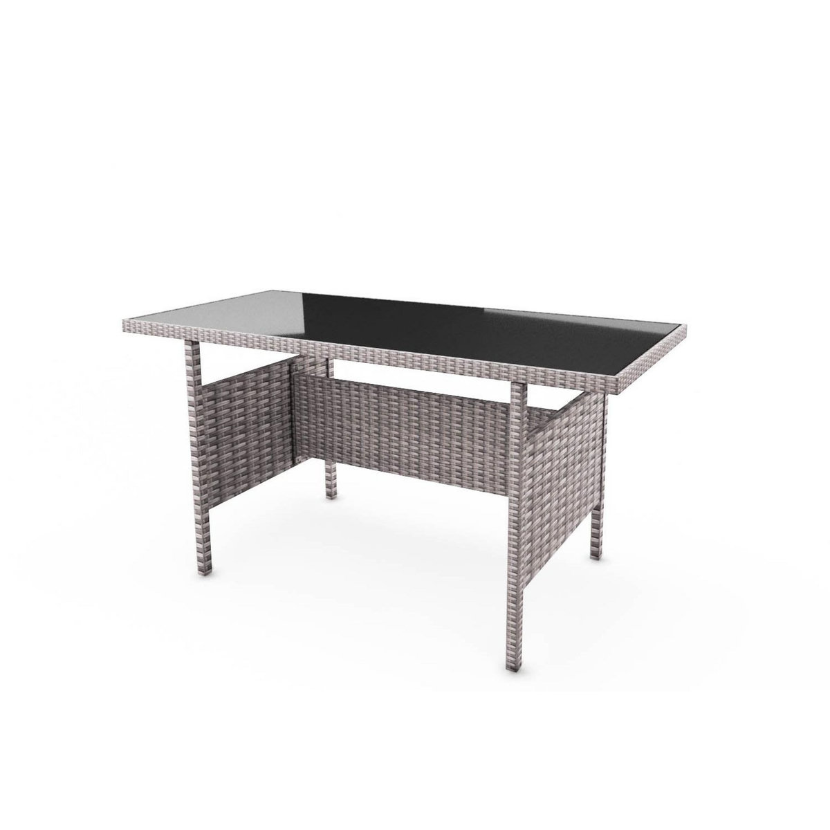 CONCEPT USINE Salon de jardin 7 places en résine tressée gris clair MODENA