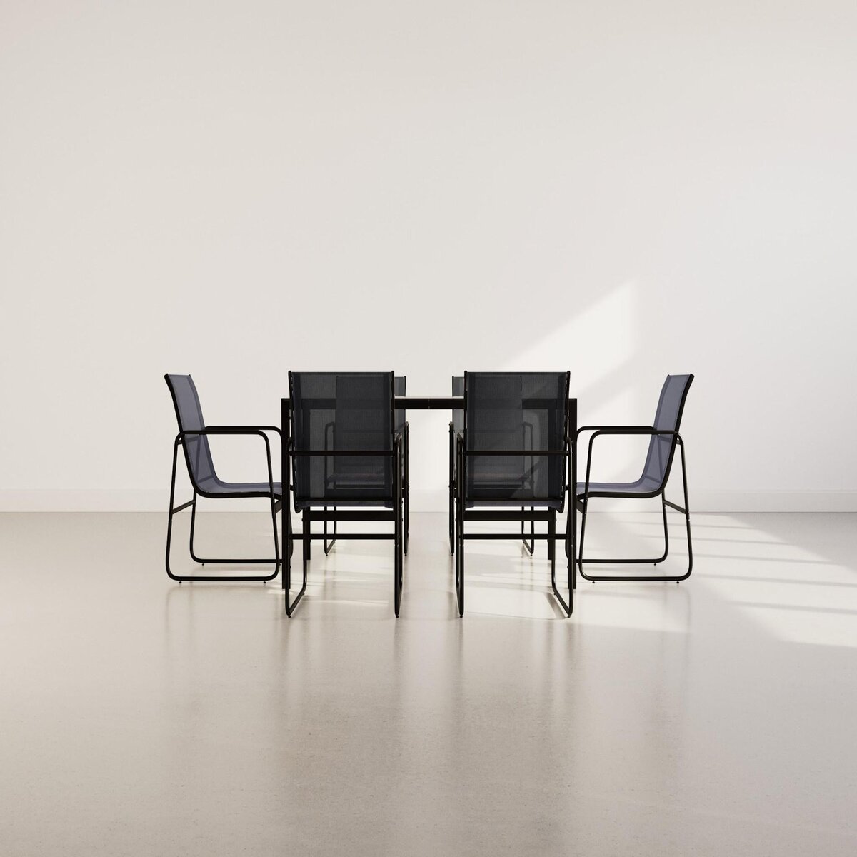 BEST MOBILIER Murillo - ensemble table et chaises de jardin - 6 personnes - noir et gris