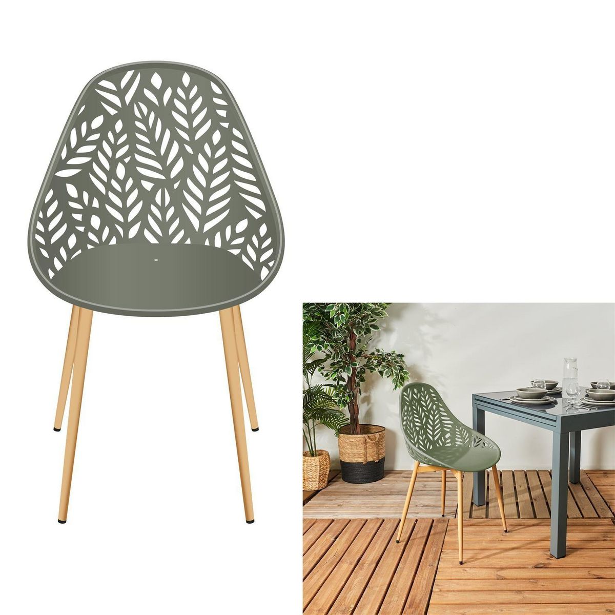 The Home Deco Factory Lot de 4 chaises d'extérieur Calvi en polypropylène