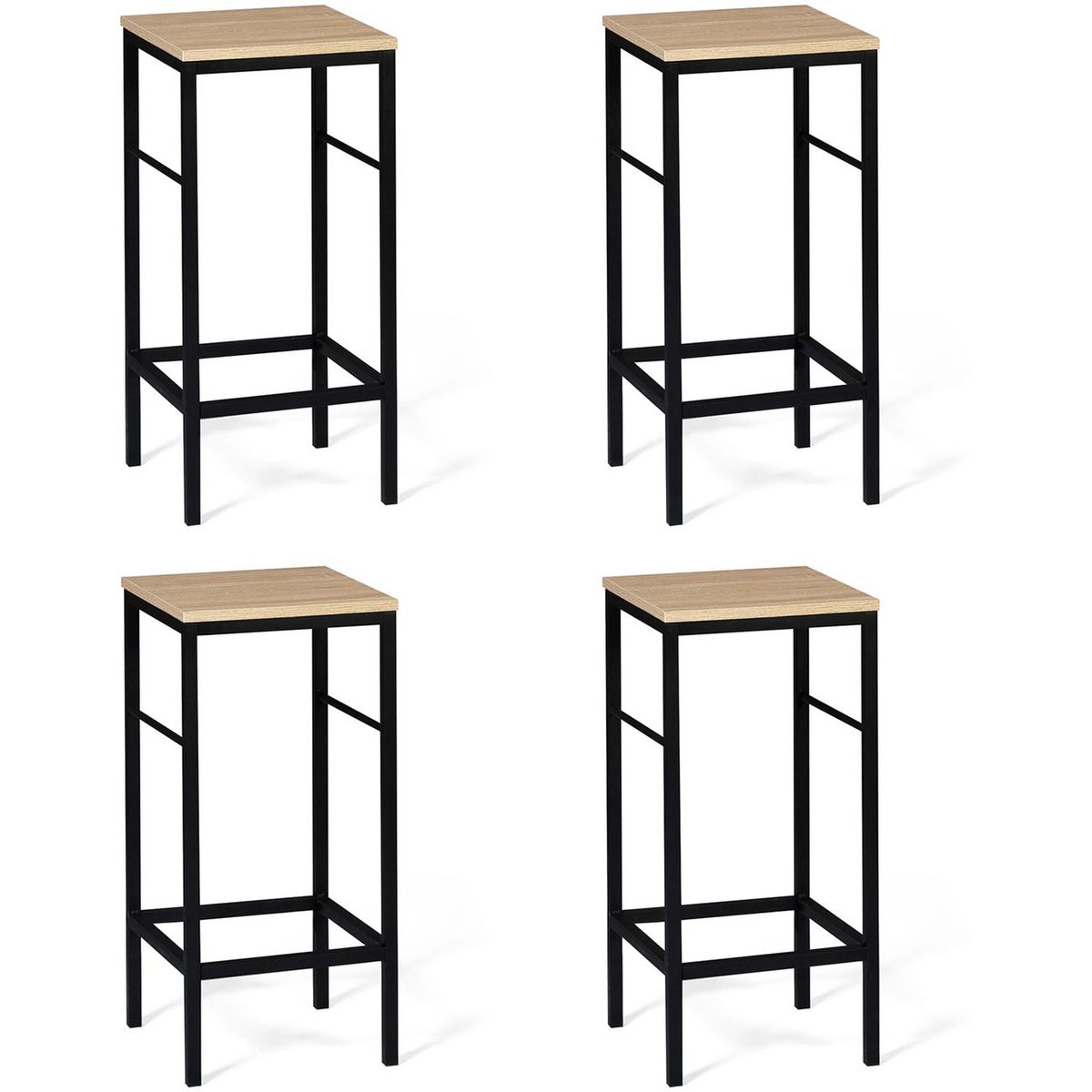 Lot de 4 tabourets de bar style industriel pieds métal HOUSTON