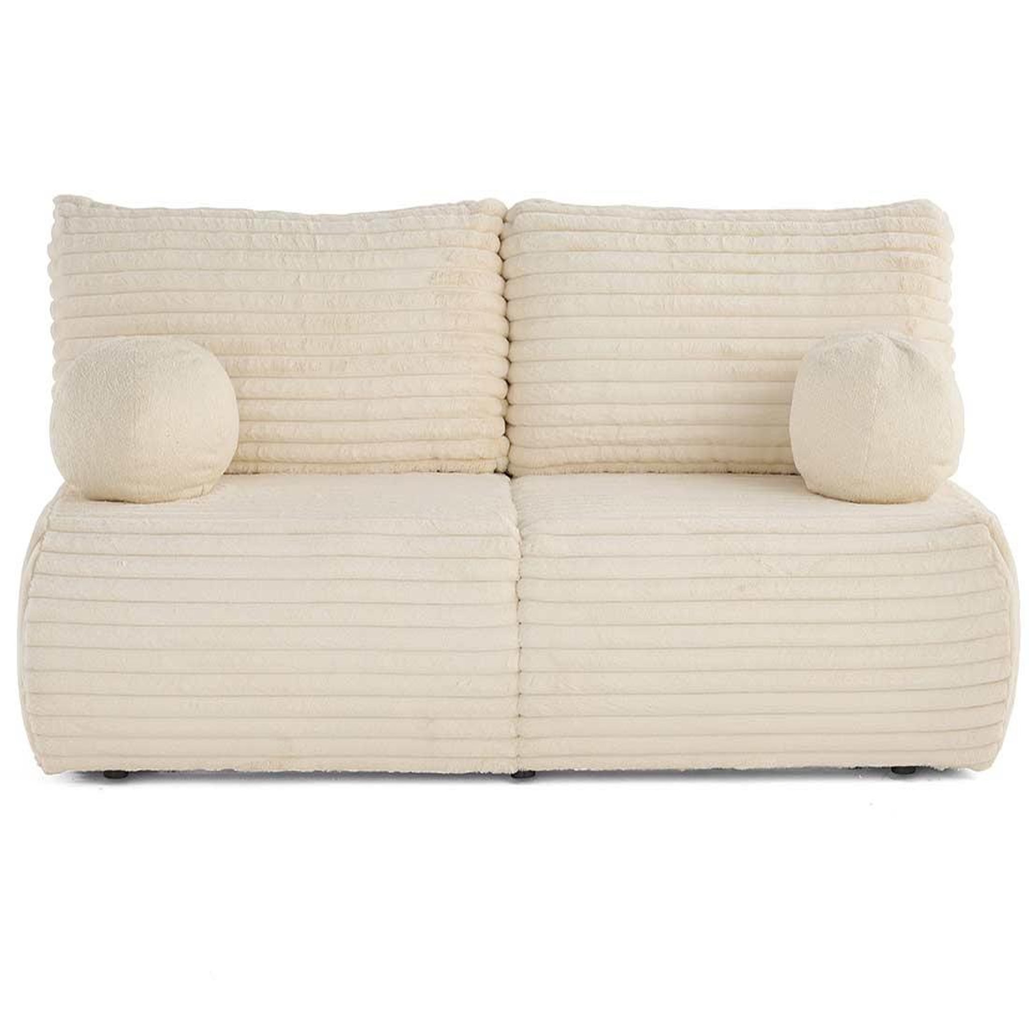 Voir la diapositive 1 : BEST MOBILIER Marvin - canapé 3 places convertible et coffre en fausse fourrure côtelée avec 2 coussins boule inclus