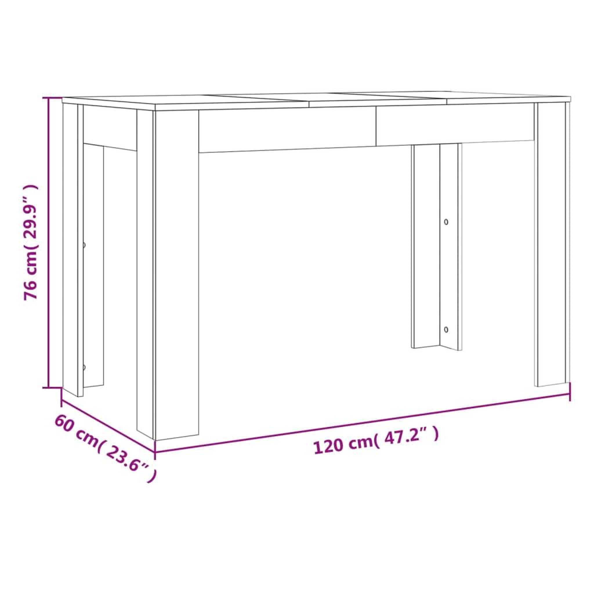 Voir la diapositive 6 : VIDAXL Table a dîner sonoma gris 120x60x76 cm bois d'ingenierie