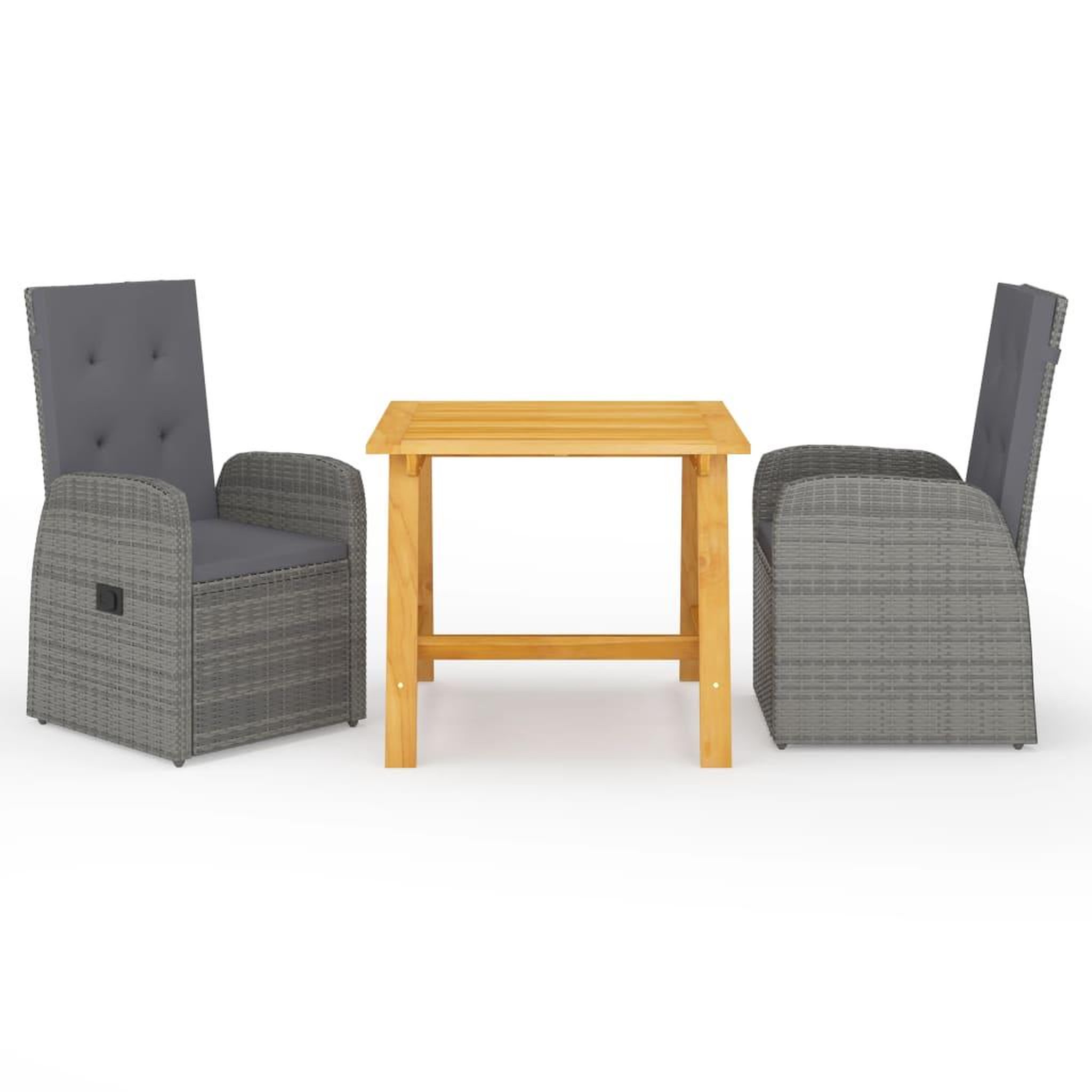 Voir la diapositive 1 : VIDAXL Ensemble a manger de jardin 3 pcs Gris