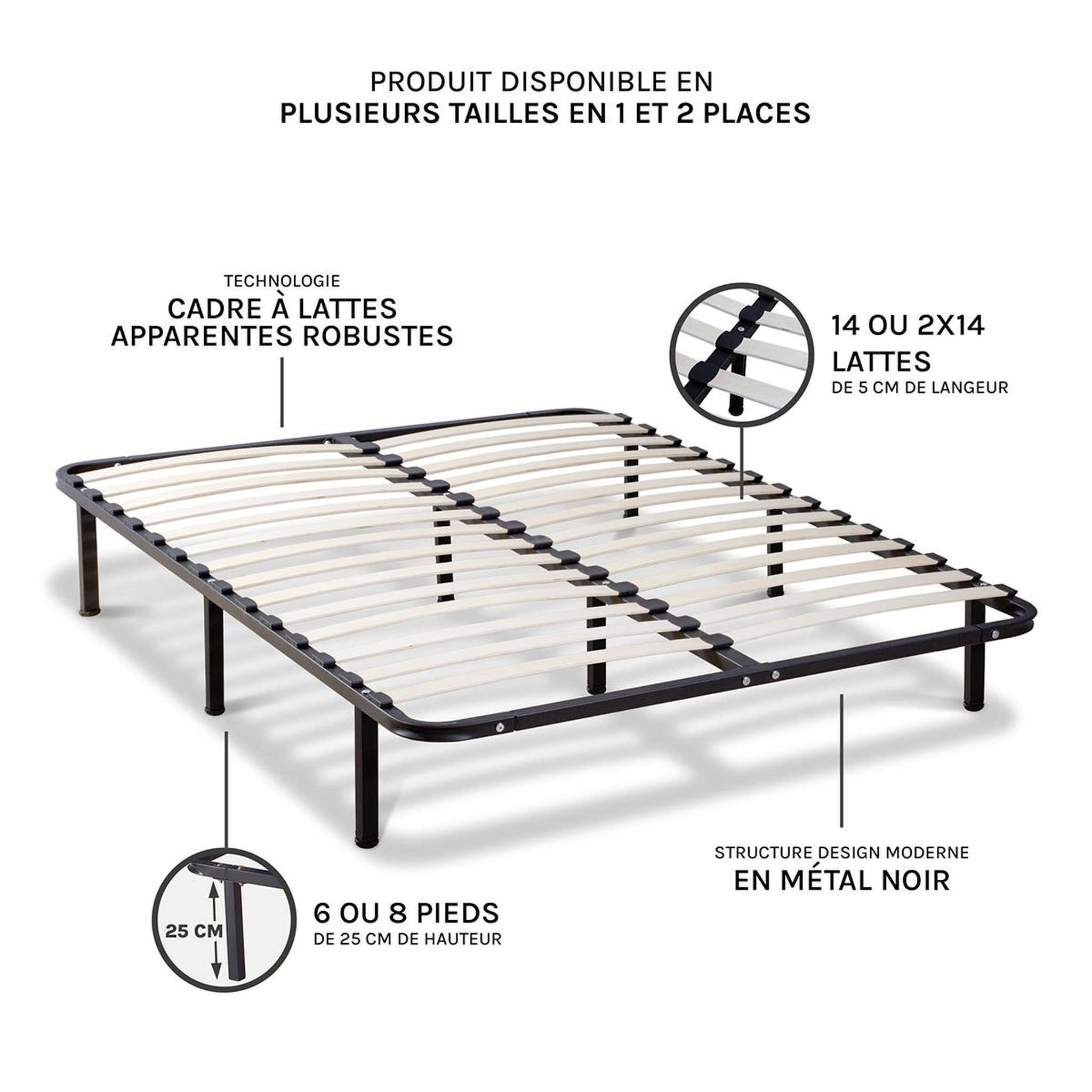 Voir la diapositive 6 : OLYMPE LITERIE Olympe literie | pack prêt à dormir venus | matelas mousse haute densité + sommier métal + accessoires